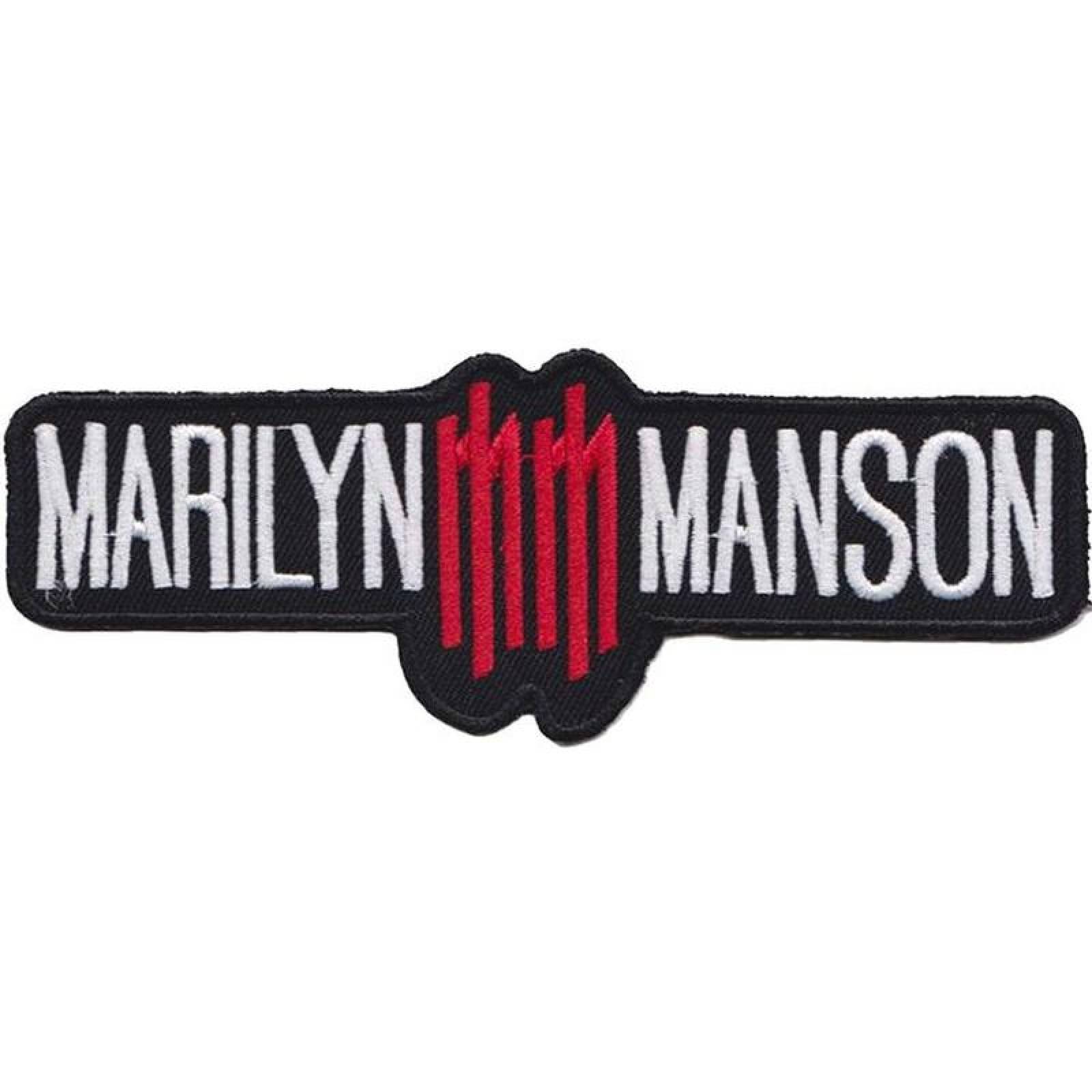 Marilyn Mason Parches MXPKA-001-6 1 Parche Marilyn Manson 16x6cm NegroBlanco Bordado Adhesivo para Planchar, Music05