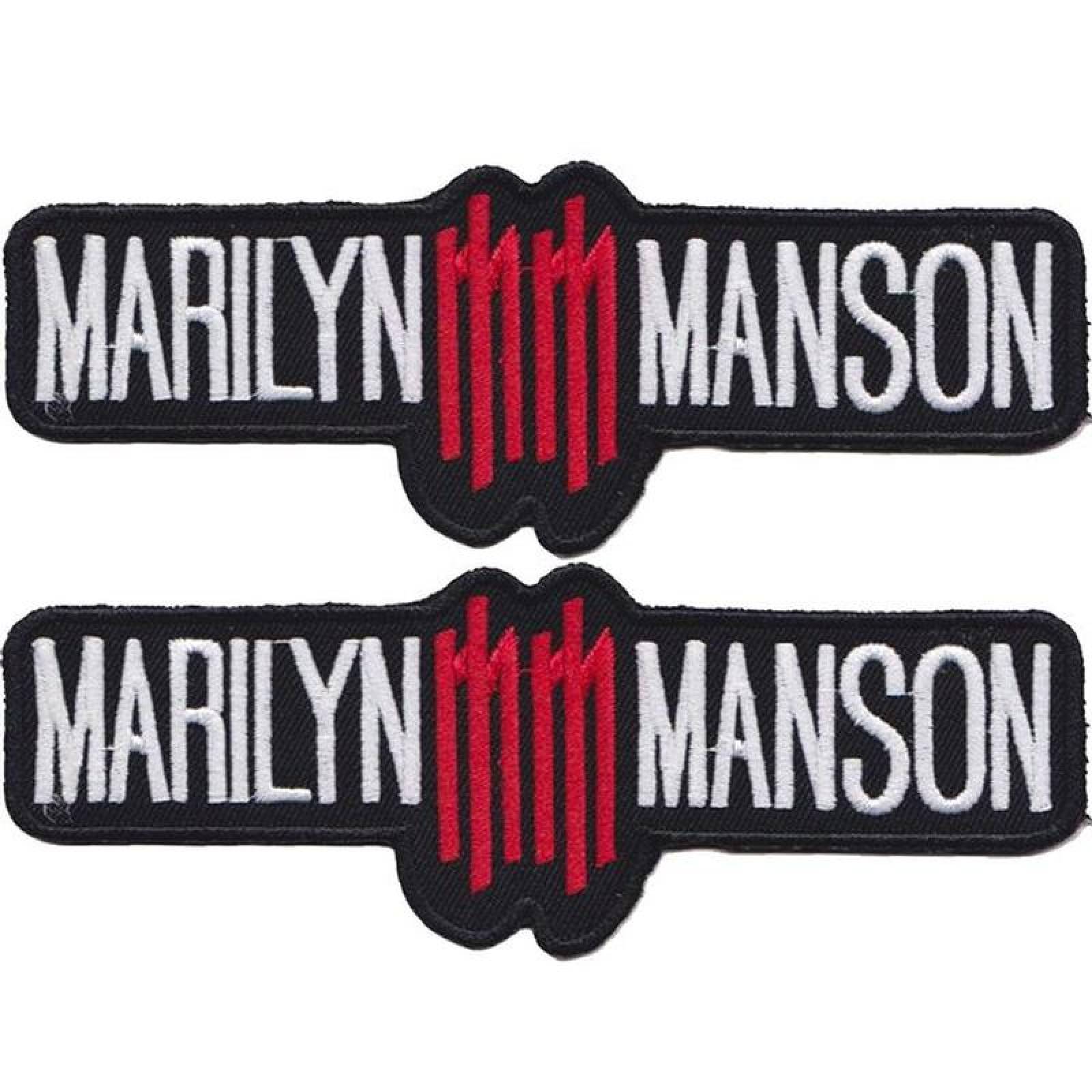 Pegatinas Adhesivas para Ropa MXPKA-004-4 4 Parches Marilyn Manson 16x6cm  NegroBlanco Bordado Adhesivo para
