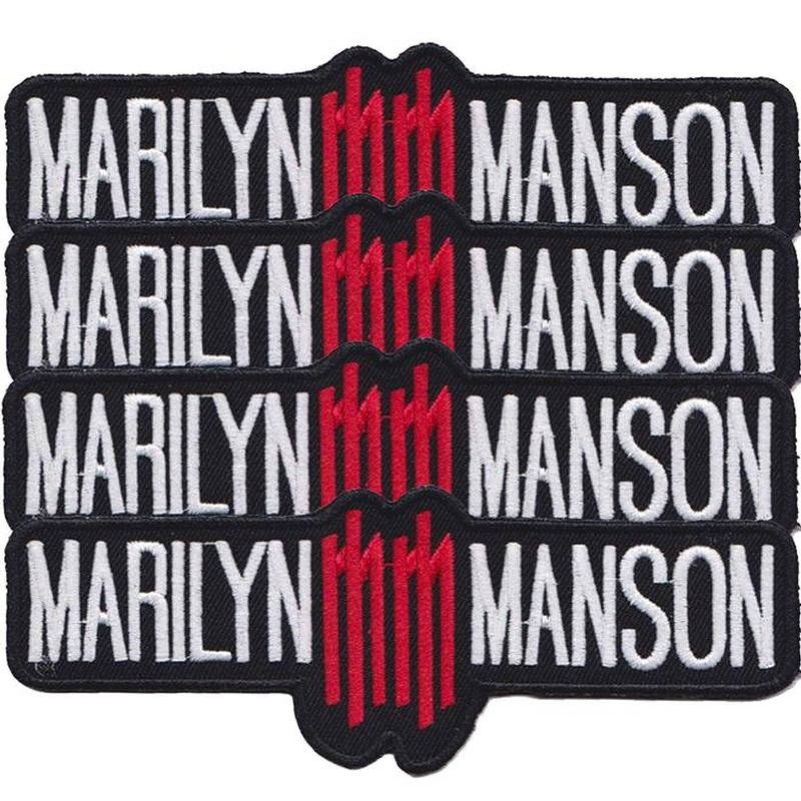 Pegatinas Adhesivas para Ropa MXPKA-004-4 4 Parches Marilyn Manson 16x6cm NegroBlanco Bordado Adhesivo para Planchar, Music05