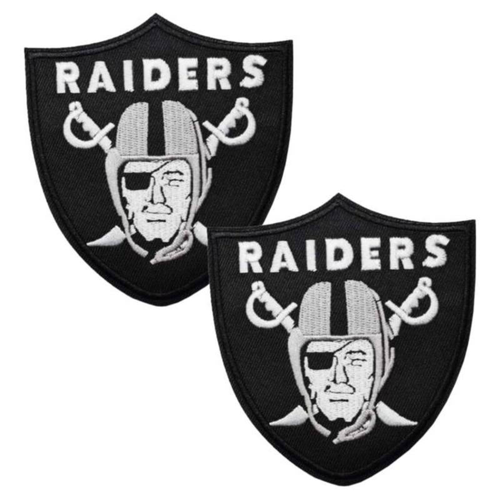 Parche Futbol Americano PCV MXRDT-002-1 2 Parches Futbol Americano 9x10cm Negro y Gris Deportivo Bordado para Planchar, Raiders02