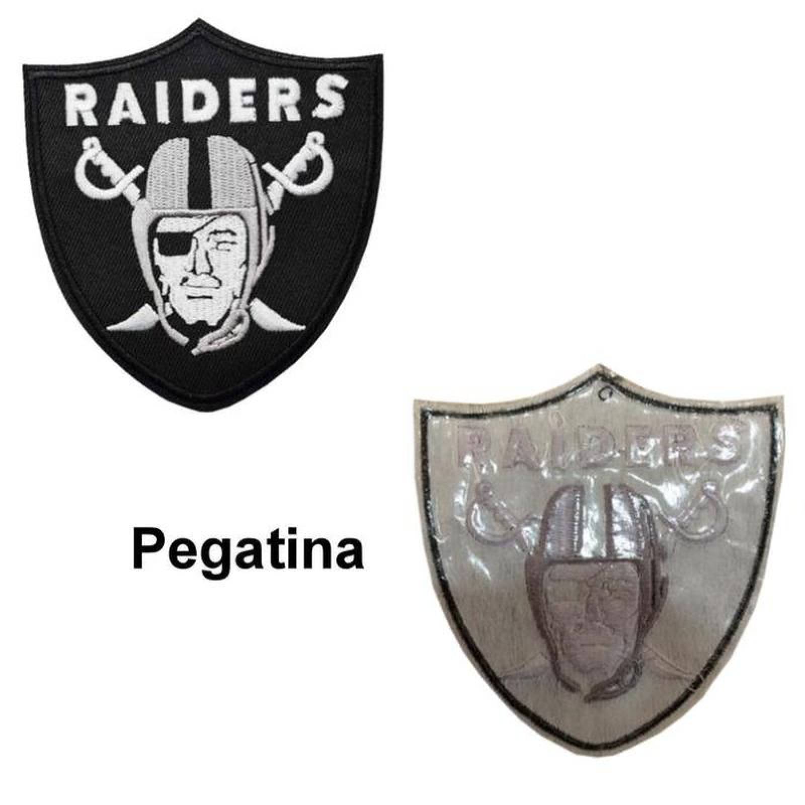 Parche Futbol Americano PCV MXRDT-002-1 2 Parches Futbol Americano 9x10cm Negro y Gris Deportivo Bordado para Planchar, Raiders02
