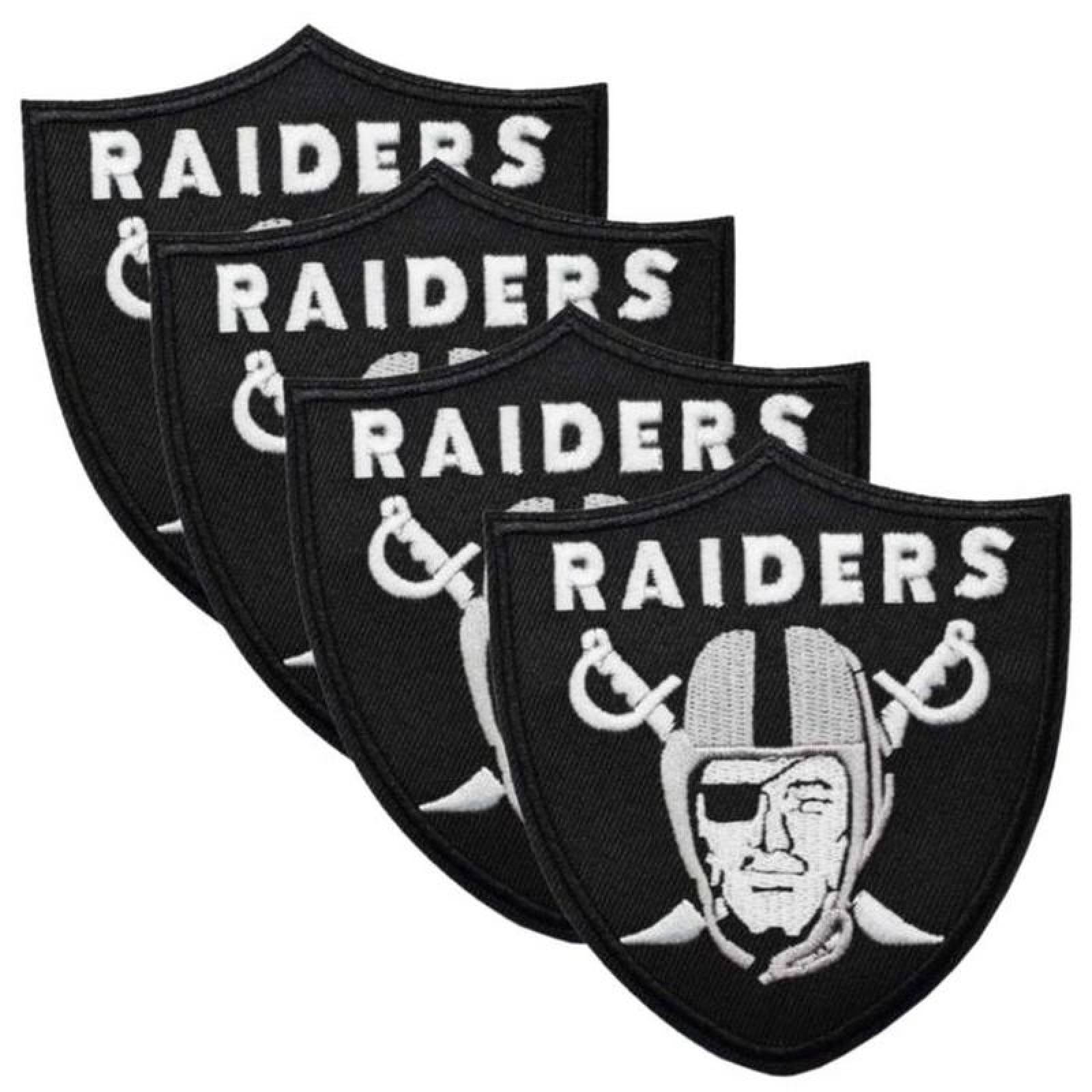 Parche Raiders Football Team PCV MXRDT-004-5 4 Parches Futbol Americano 9x10cm Negro y Gris Deportivo Bordado para Planchar, Raiders02