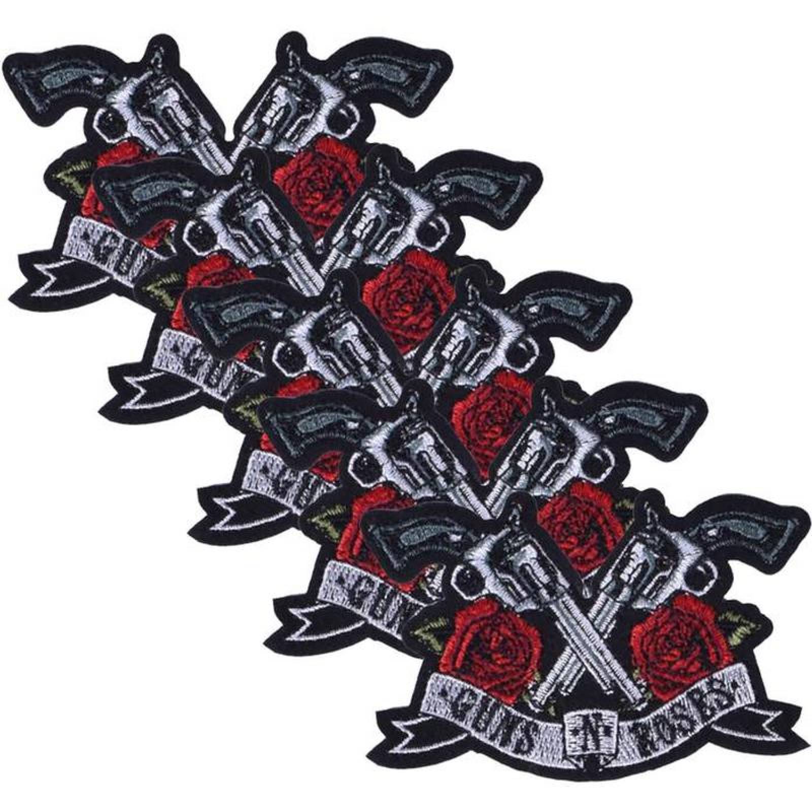 Parches de Rock MXRSS-004-6 4 Parches Gun N Roses 13x9cm NegroBlanco Bordado Adhesivo para Planchar, Music06