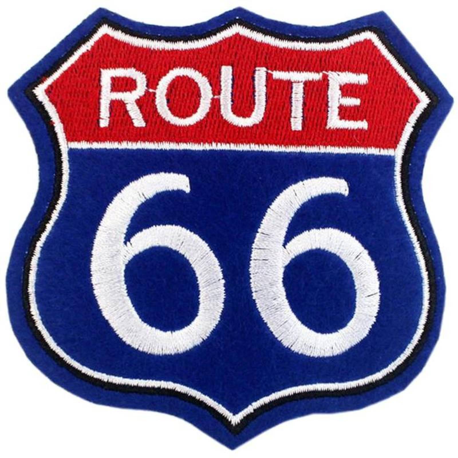 Route66 Parche Azul Termoadhesivo MXRTS-001-1 1 Parche Route66 8x6cm Azul Motociclista Bordado Adhesivo para Planchar, Route01