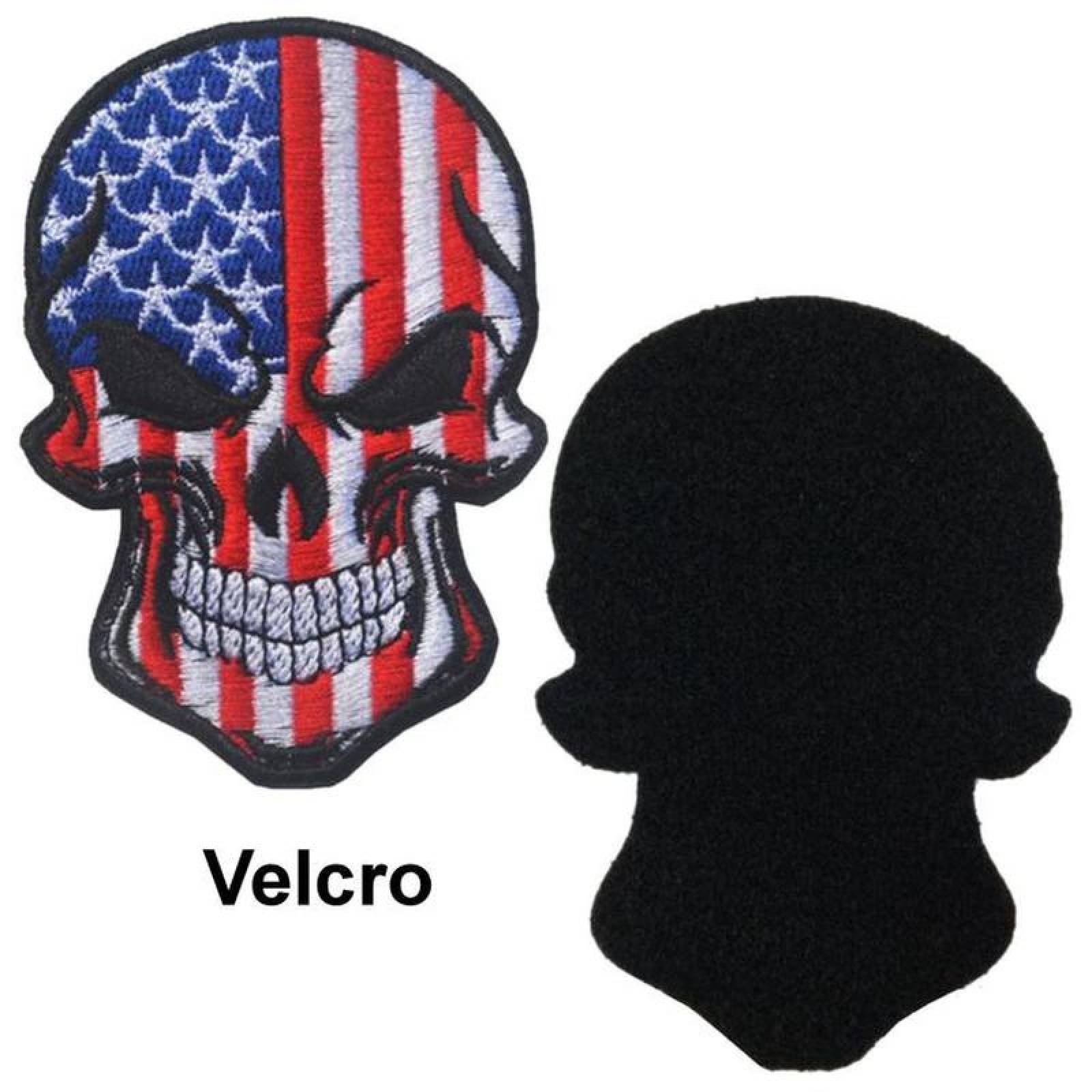 Venta de Parches Militares Ropa MXSCQ-004-5 4 Parches Calavera EUA 6x9cm Rojo y Azul Bordado Táctico Militar con Velcro, SkullFlag03