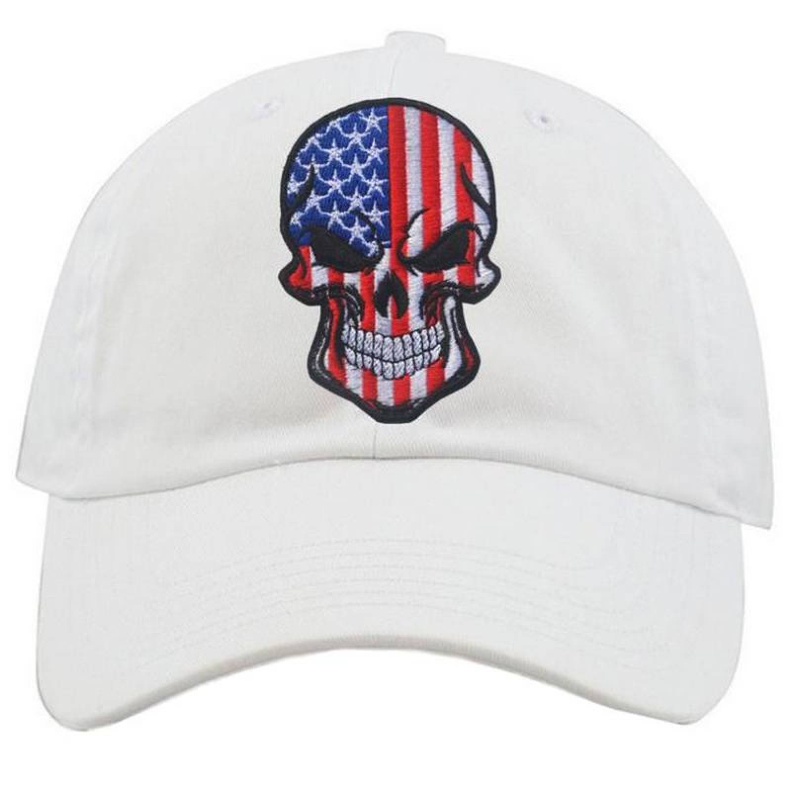 Venta de Parches Militares Ropa MXSCQ-004-5 4 Parches Calavera EUA 6x9cm Rojo y Azul Bordado Táctico Militar con Velcro, SkullFlag03