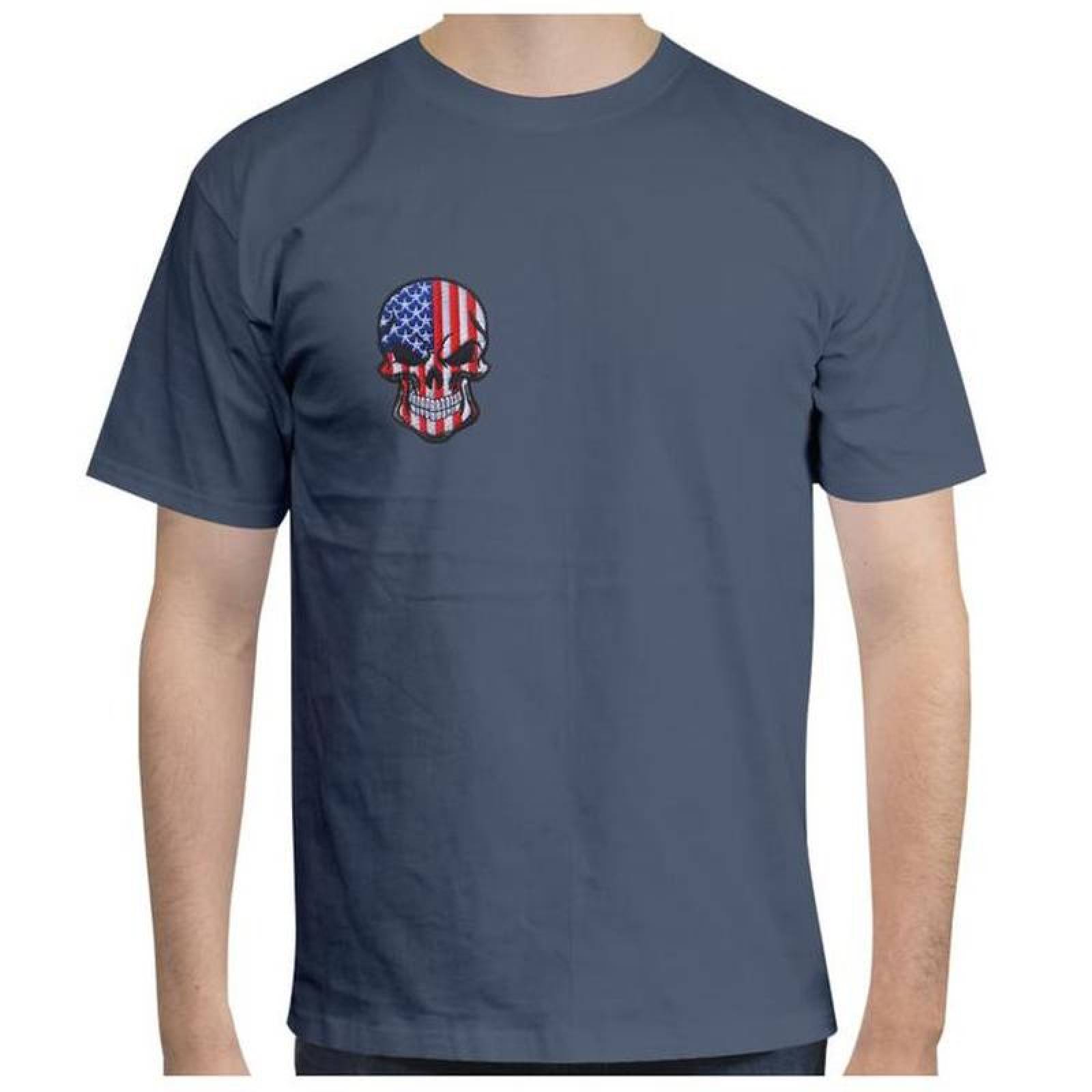 Venta de Parches Militares Ropa MXSCQ-004-5 4 Parches Calavera EUA 6x9cm Rojo y Azul Bordado Táctico Militar con Velcro, SkullFlag03