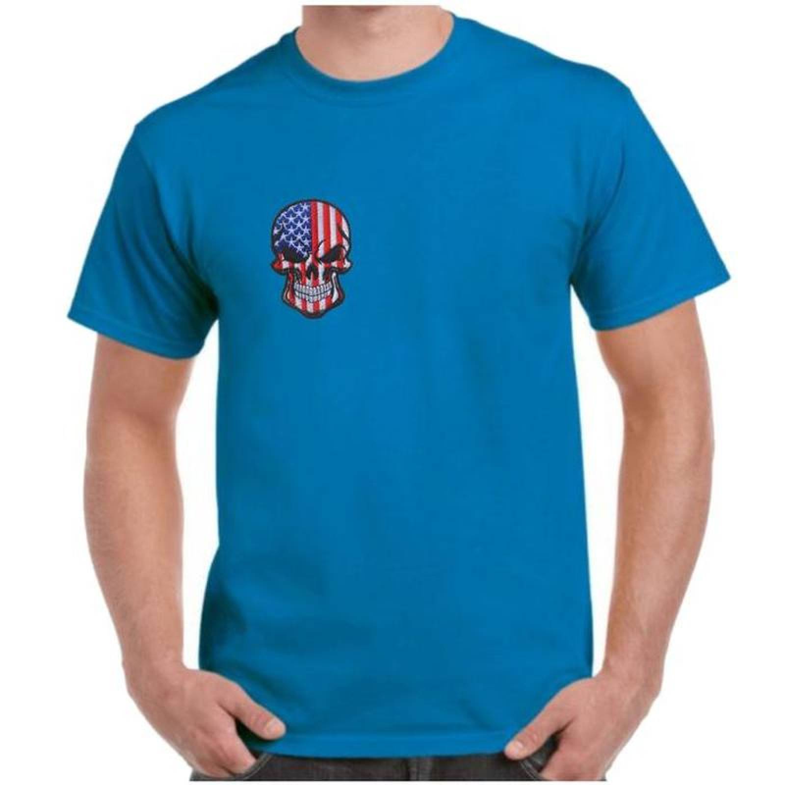 Venta de Parches Militares Ropa MXSCQ-004-5 4 Parches Calavera EUA 6x9cm Rojo y Azul Bordado Táctico Militar con Velcro, SkullFlag03