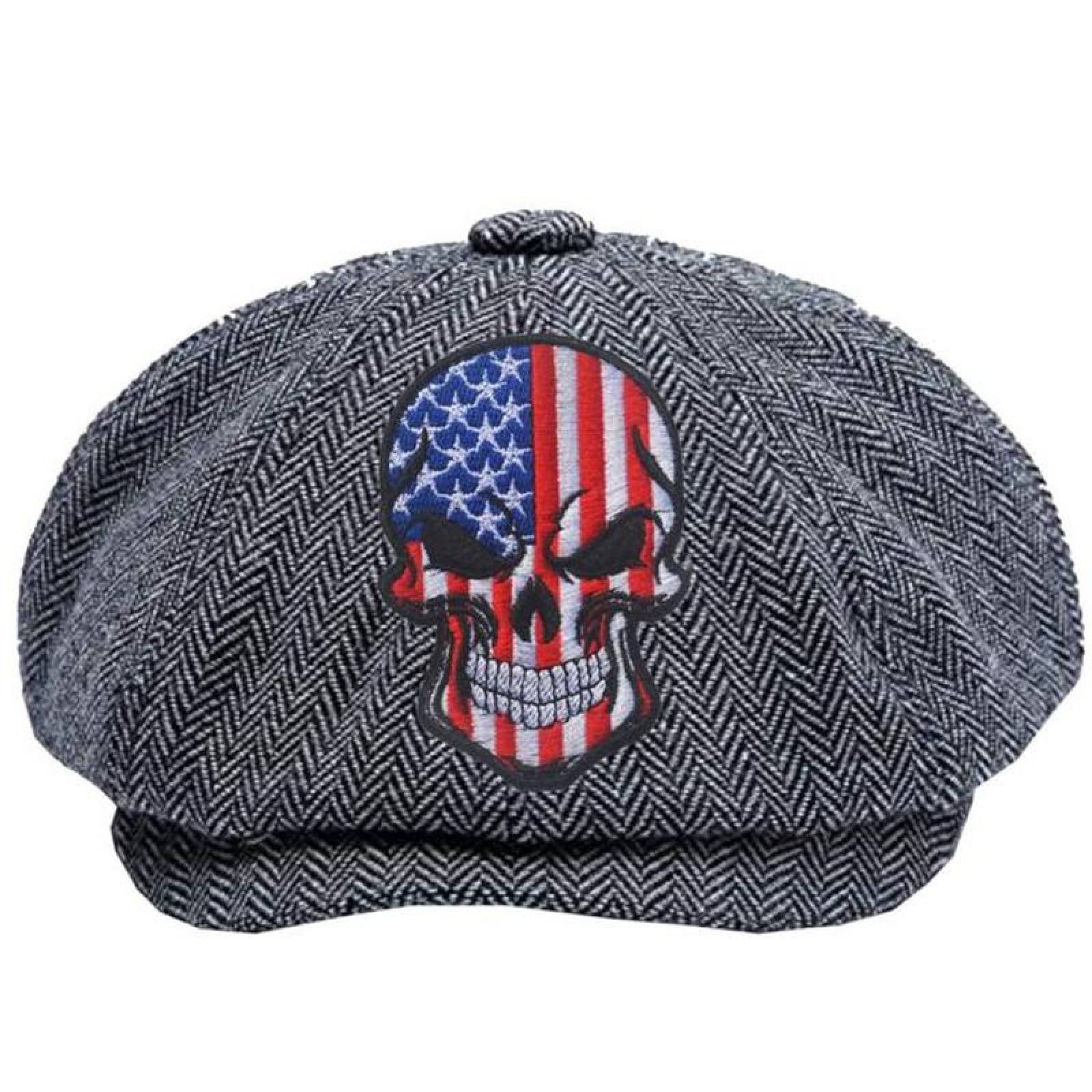 Venta de Parches Militares Ropa MXSCQ-004-5 4 Parches Calavera EUA 6x9cm Rojo y Azul Bordado Táctico Militar con Velcro, SkullFlag03