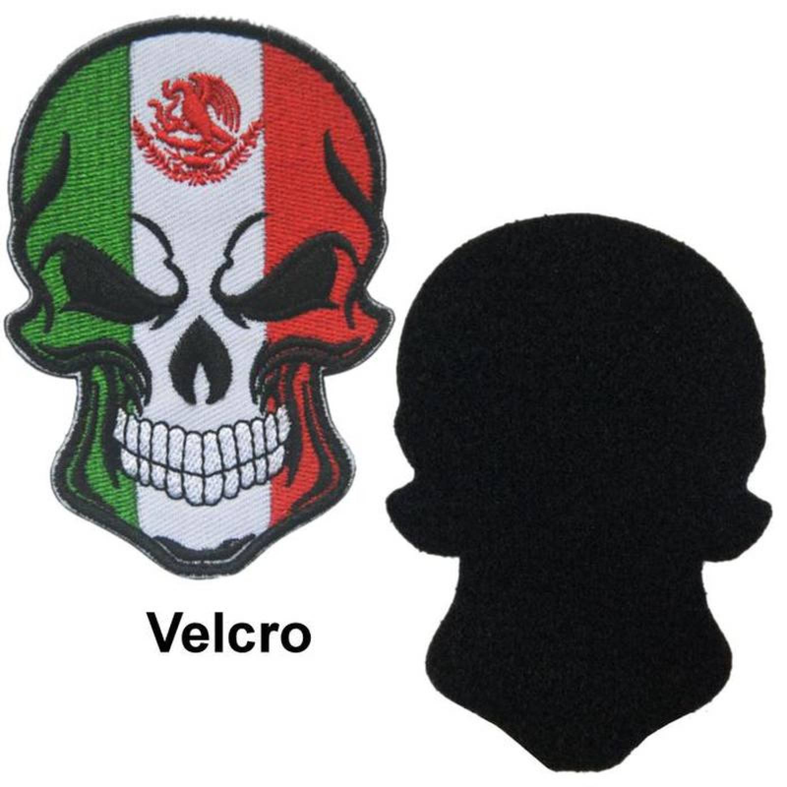 Mexican Military Parche Práctico MXSKM-003-5 3 Parches Calavera México 6x9cm Tricolor Bordado Táctico Militar con Velcro, SkullFlag02