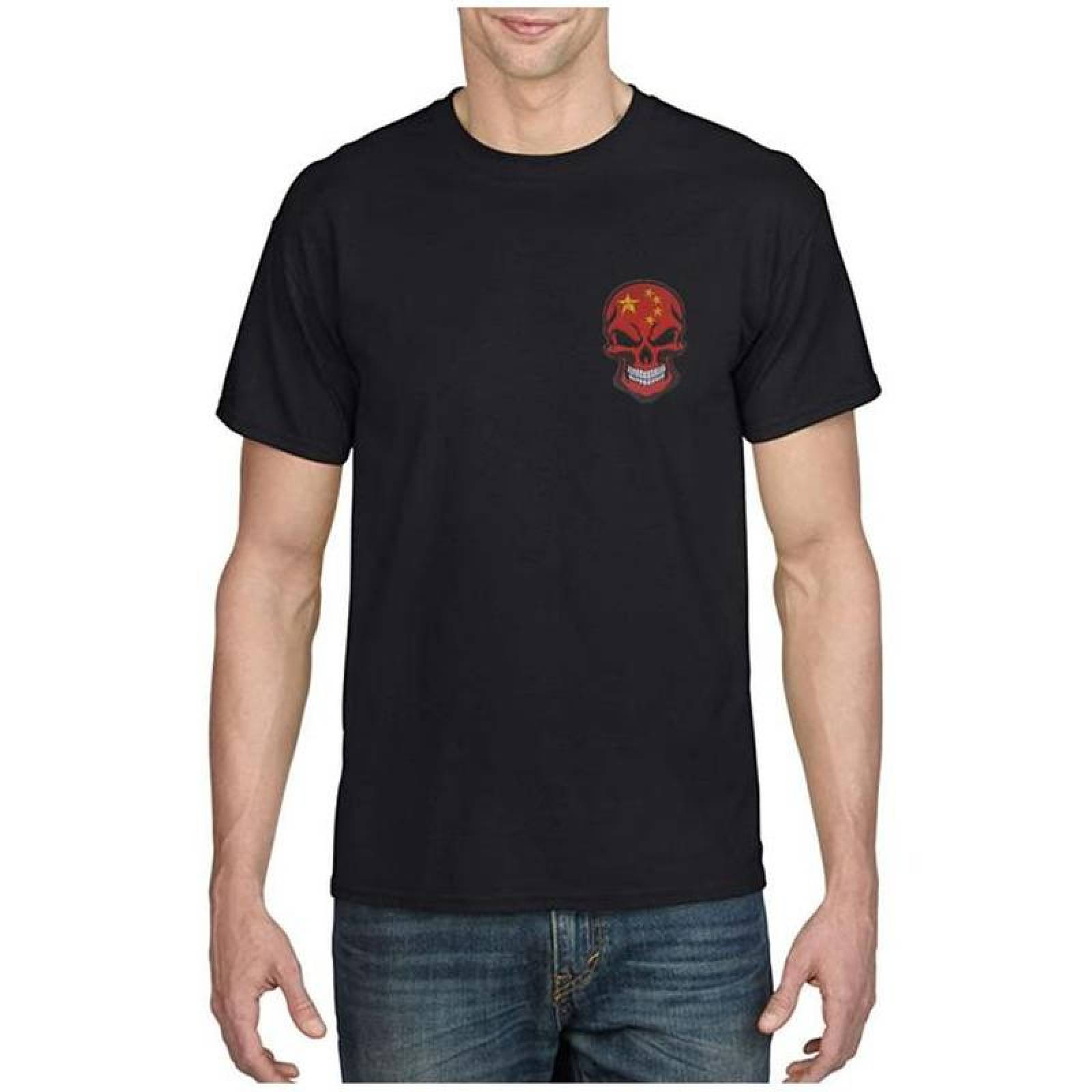 Parche Calavera China Resistente MXSKQ-003-3 3 Parches Calavera China 6x9cm Rojo y Amarillo Bordado Táctico Militar con Velcro, SkullFlag04