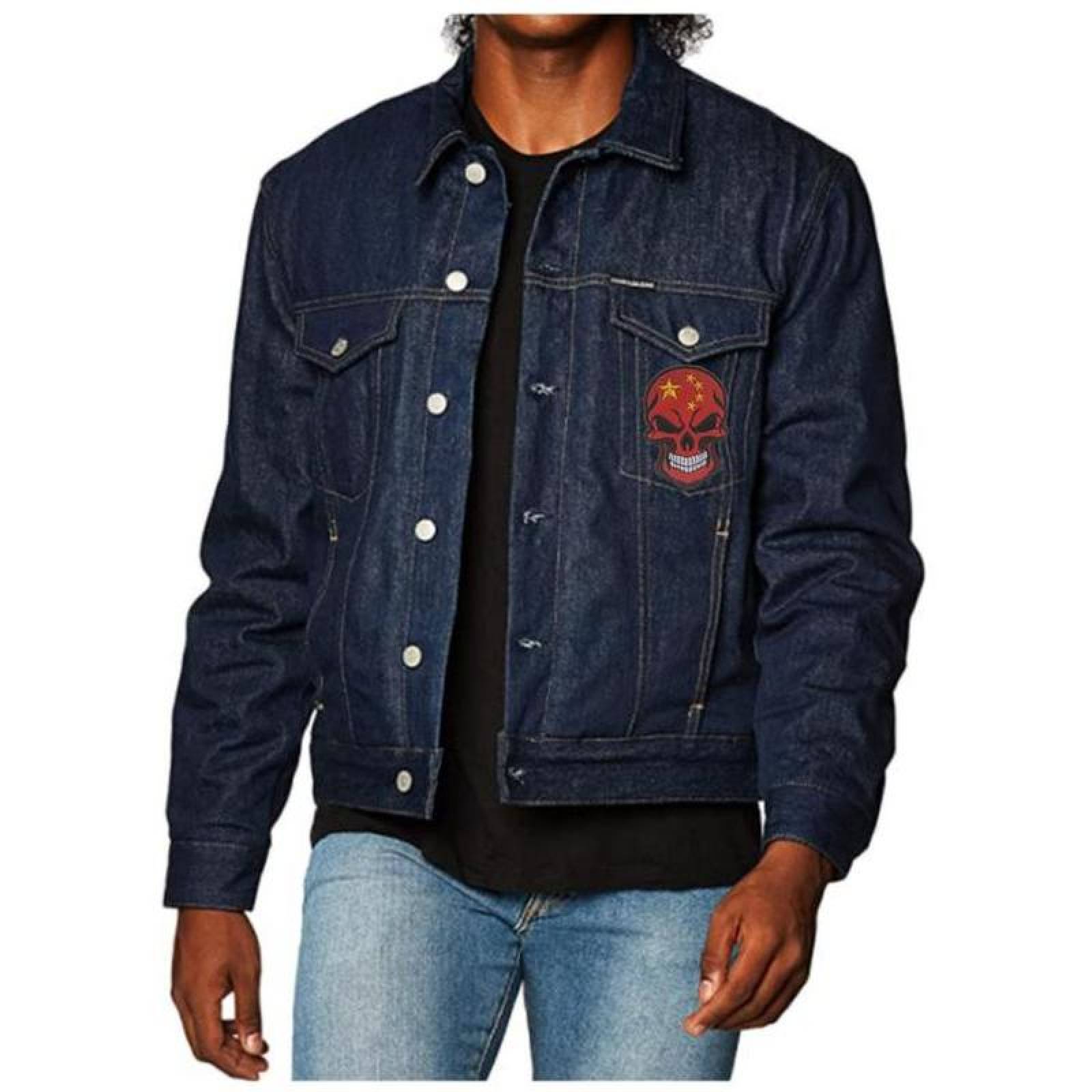 Bandera de China Parche Resistente MXSKQ-003-4 3 Parches Calavera China 6x9cm Rojo y Amarillo Bordado Táctico Militar con Velcro, SkullFlag04