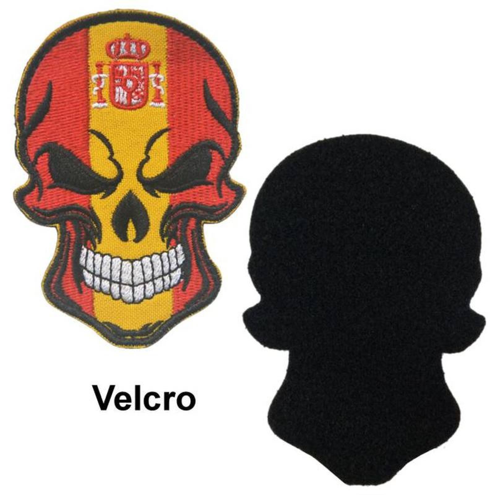 Venta de Parches Skull Resistentes MXSUK-005-4 5 Parches Calavera España 6x9cm Rojo y Amarillo Bordado Táctico Militar con Velcro, SkullFlag01