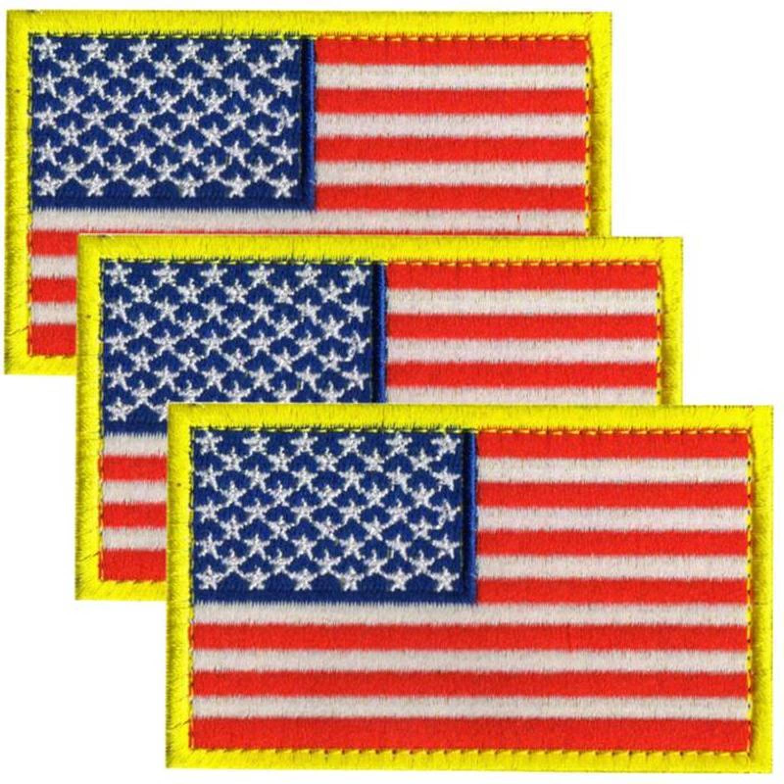 Parches Banderas de EUA Eficaces MXUSA-003-6 3 Parches USAFlag 8x5cm Bandera Rojo Táctico Militar Bordado con Velcro, FlagUS01