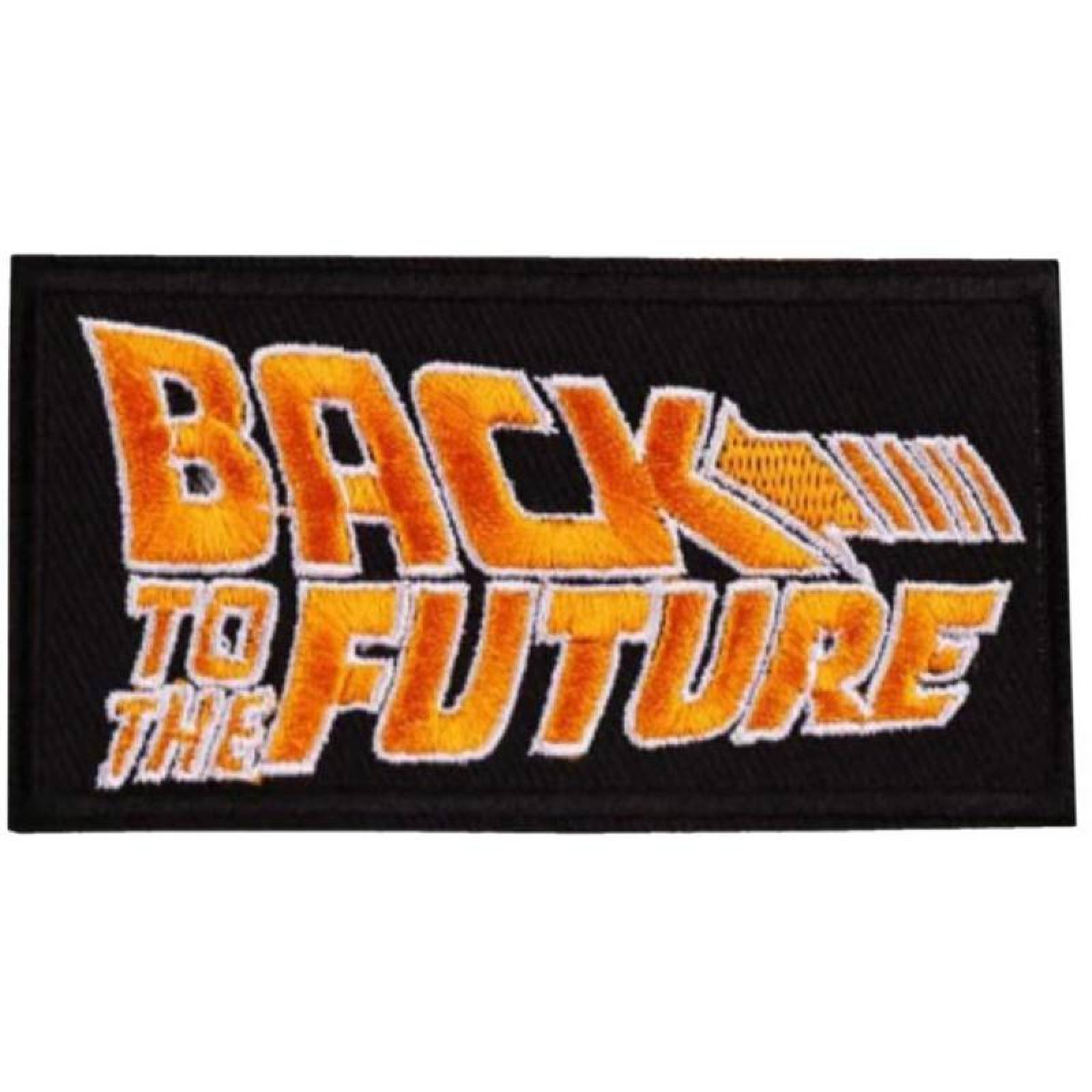 Parche Volver al Futuro para Ropa MXBKF-001-1 1 Parche Back to the Future 10x5cm Negronaranja Bordado Adhesivo para Planchar, Movie01