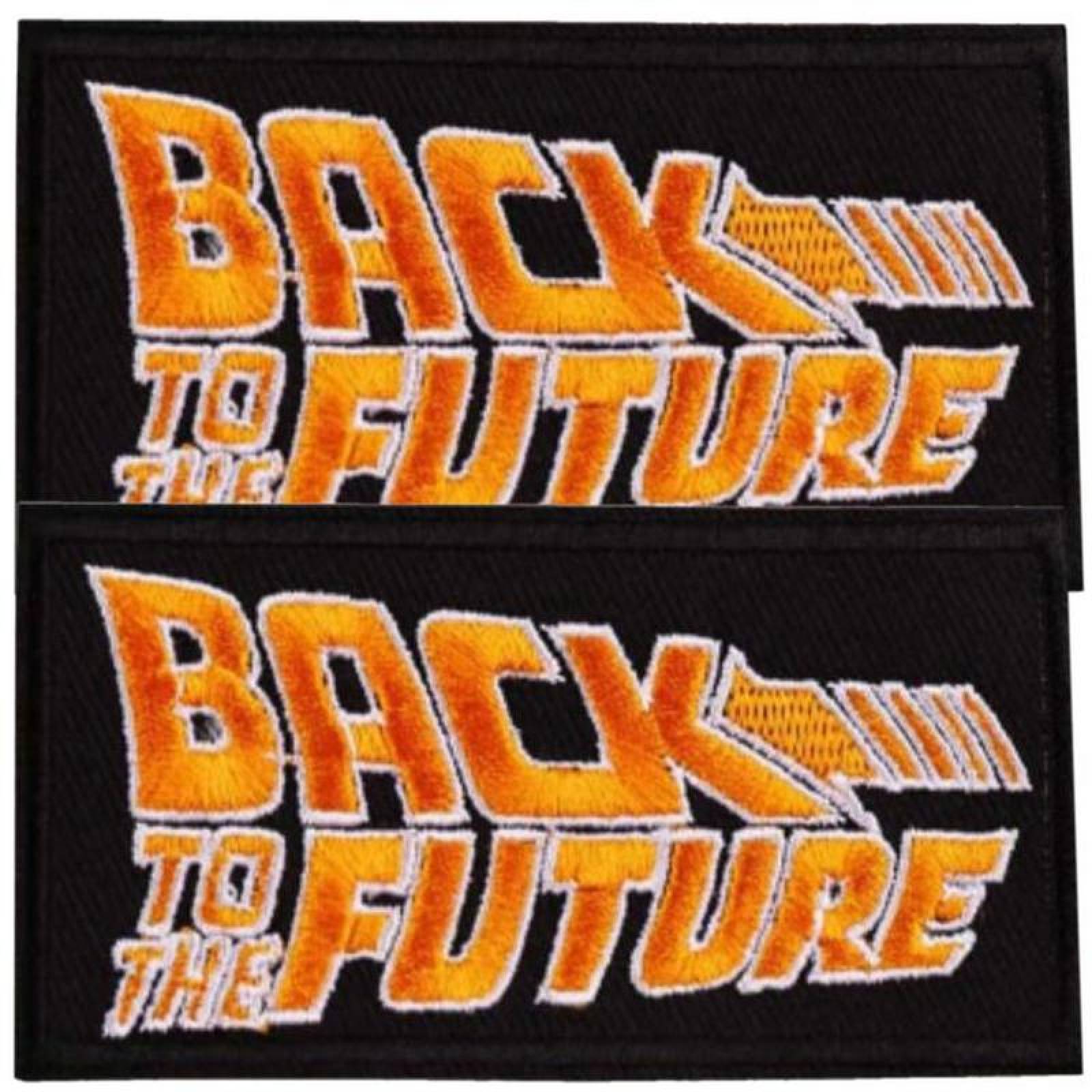 Bordado Parche Volver al Futuro MXBKF-002-3 2 Parches Back to the Future 10x5cm Negronaranja Bordado Adhesivo para Planchar, Movie01