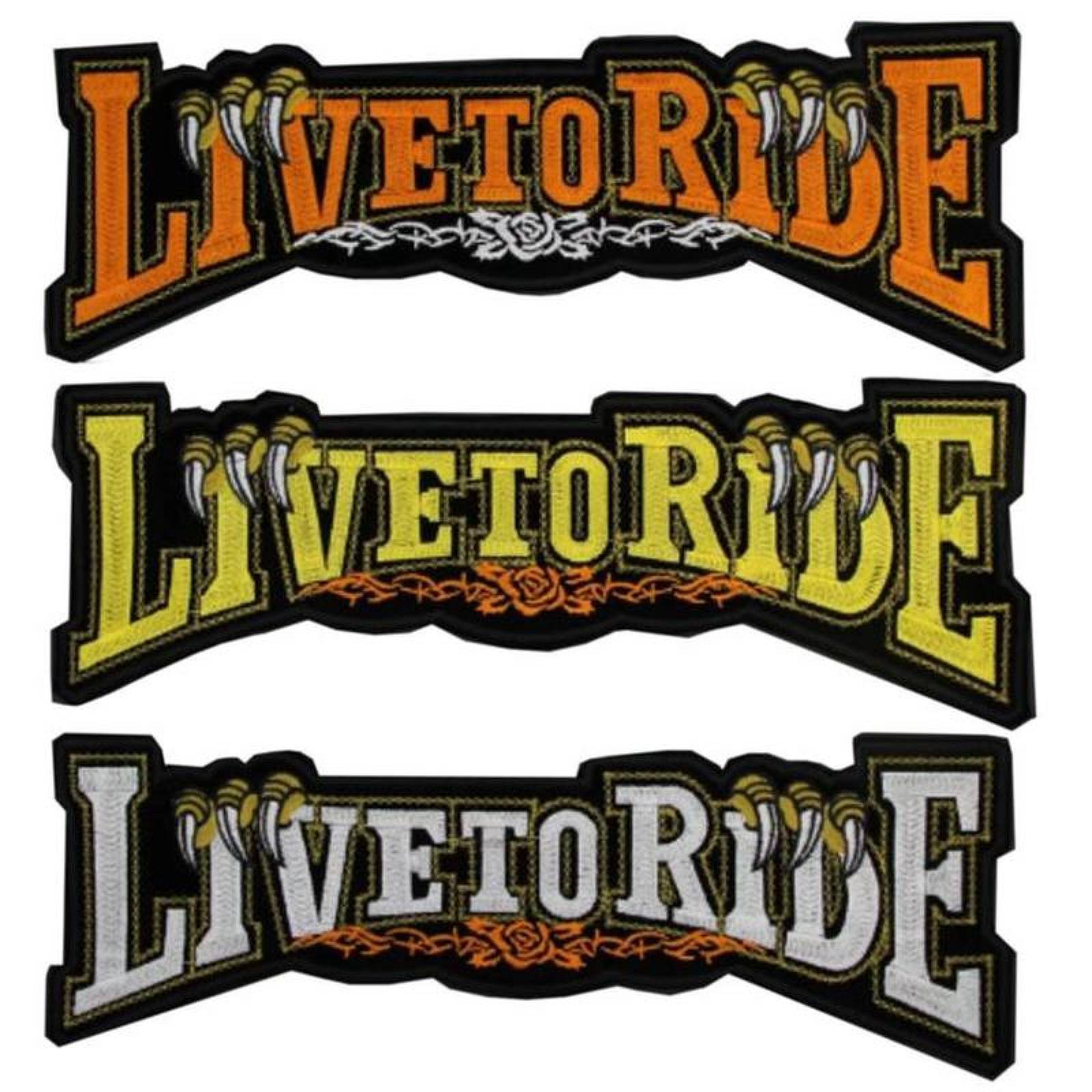 Parches para Bolsas MXLTE-010-1 5 Parches LiveToRide 32x11cm Amarillo Bordado Adhesivo para Planchar, Motorcyle
