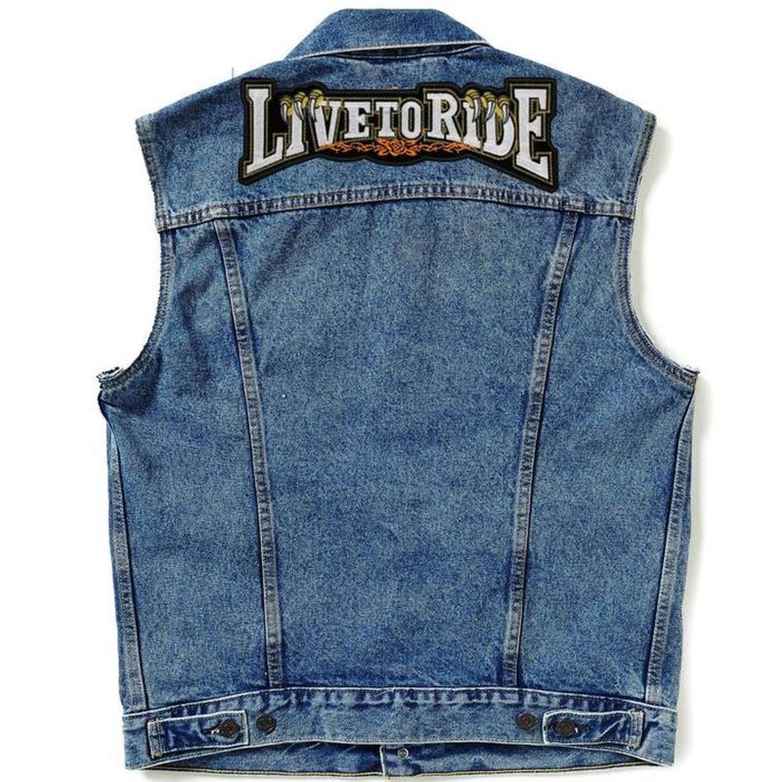 Decora Ropa con Parche Bordado MXLTE-012-2 2 Parches LiveToRide 32x11cm Naranja Bordado Adhesivo para Planchar, Motorcyle