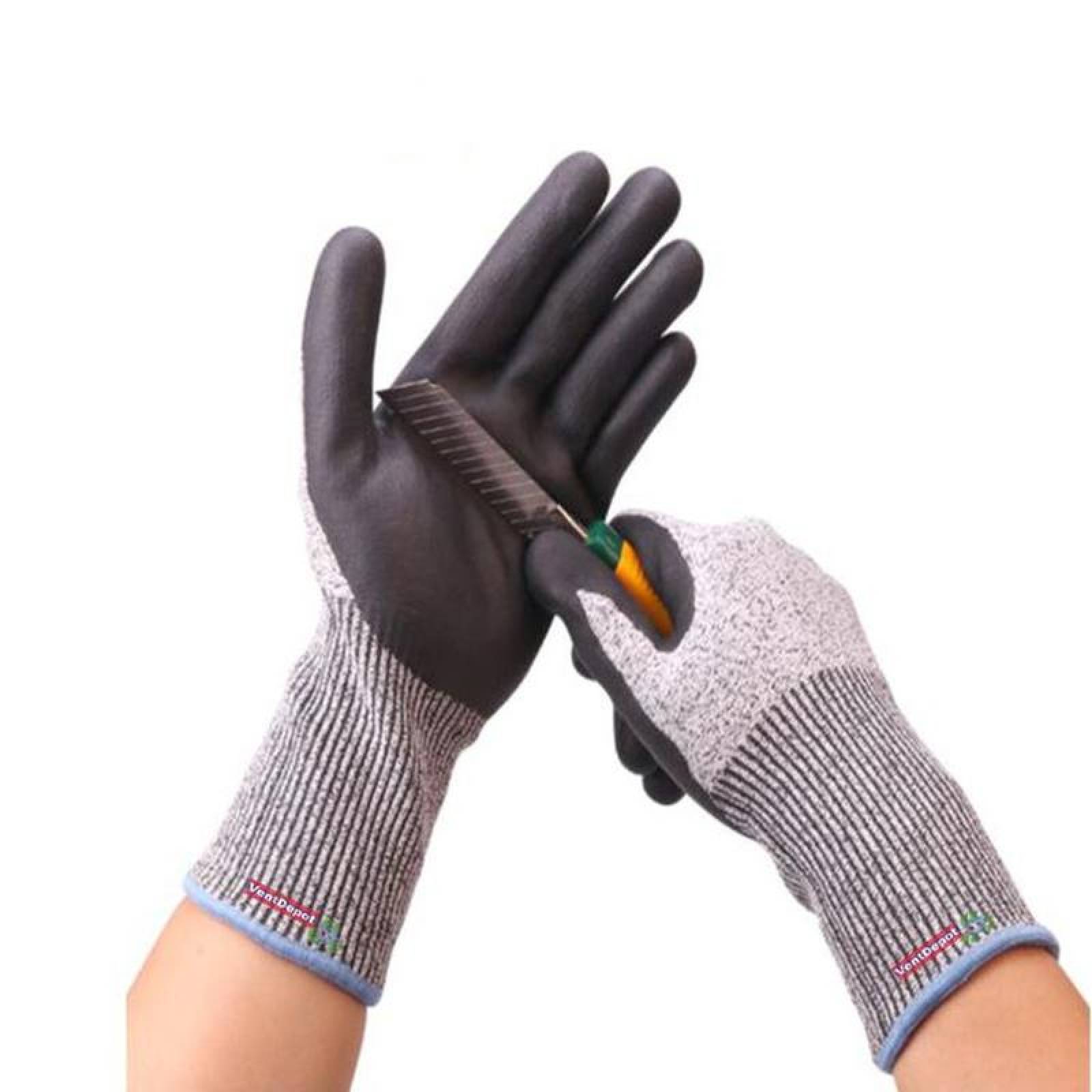 Par Guantes Anti corté Trabajo Rudo, MXBGV-001-2, 1 Par, Gris/Negro, S, Nitrilo,, GlovesBasic