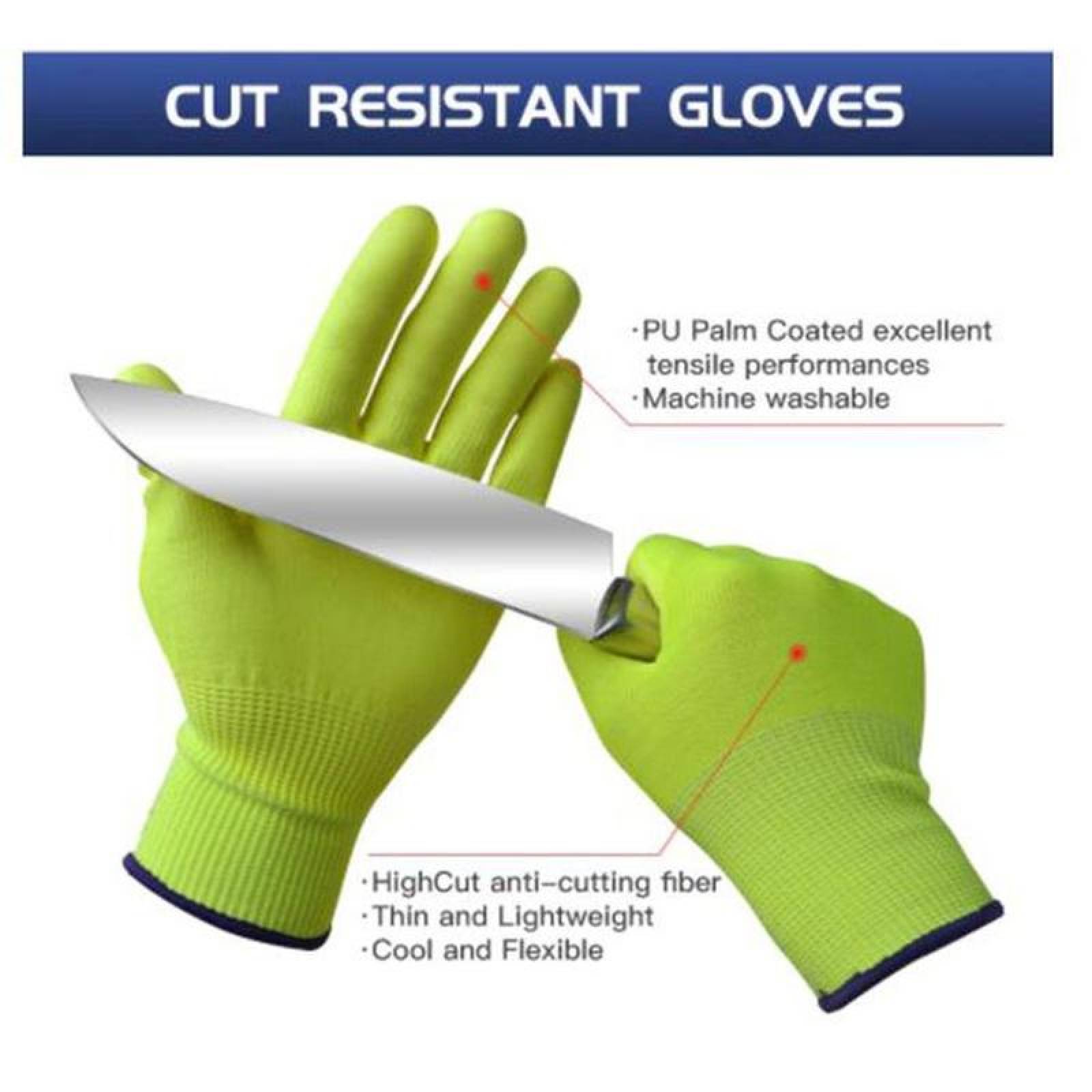 Anti corté Guantes para Cocinas, MXGSL-005-3, 1 Par, Amarillo, XLL, Poliuretano, HPPE,, GlovesUltra