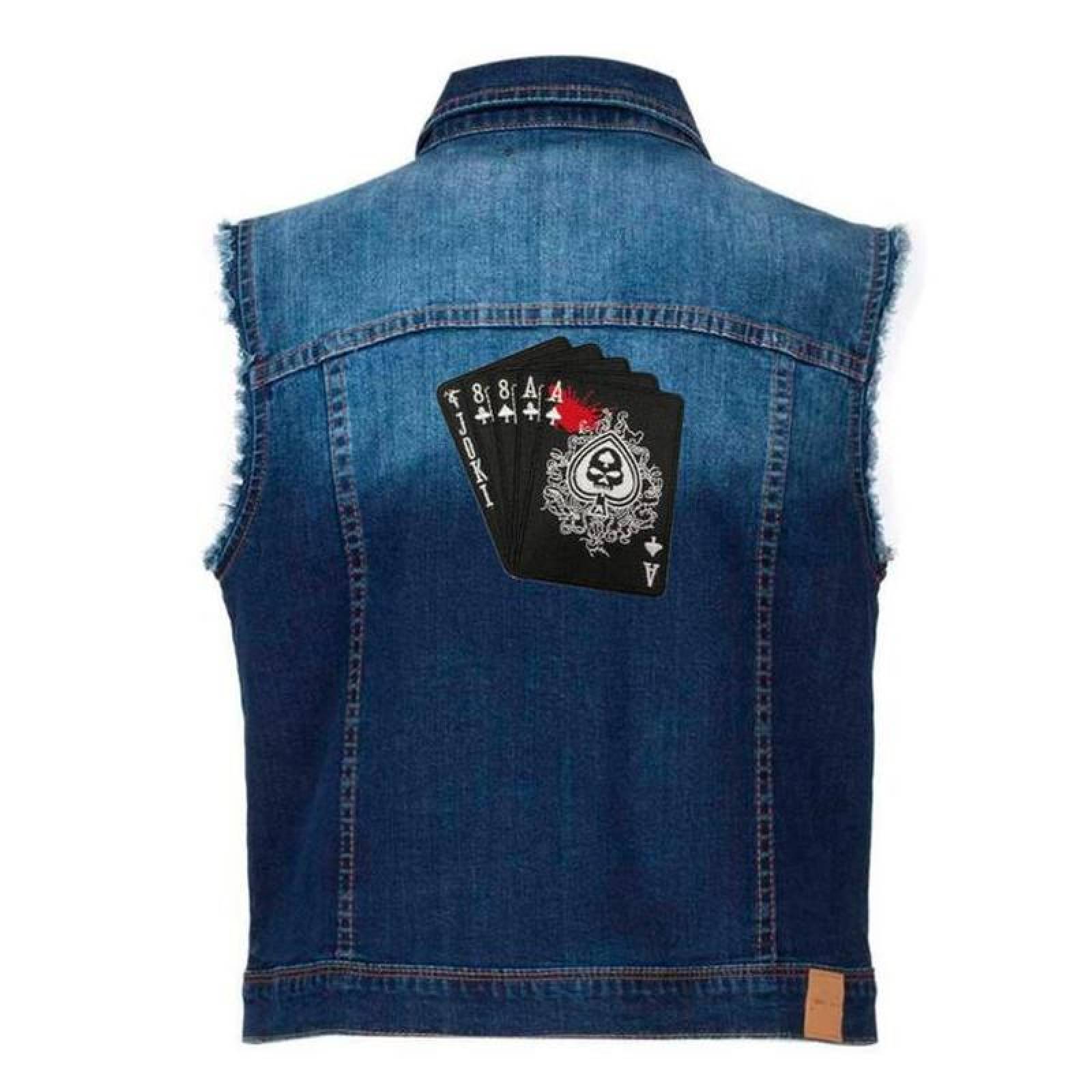 Parche Termoadhesivo para Ropa MXPOE-010-1 5 Parches Joki-Black 10x10cm Blanco con Negro Bordado Adhesivo para Plancha, Poker01