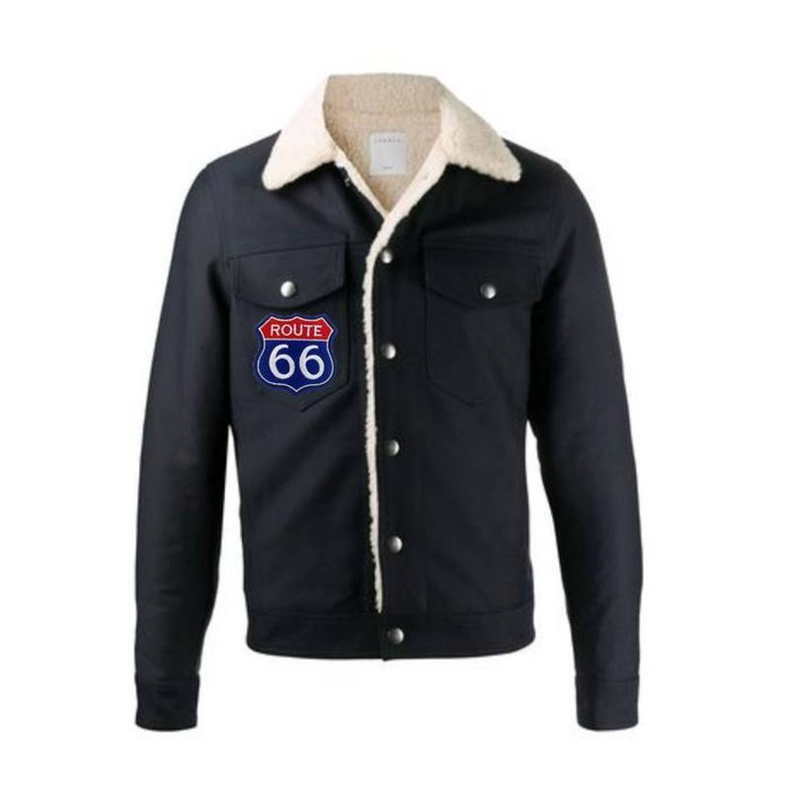 Retro Biker Parche Azul Eficaz MXRTS-006-2 1 Parche Route66 8x6cm Negro Motociclista Bordado Adhesivo para Planchar, Route01