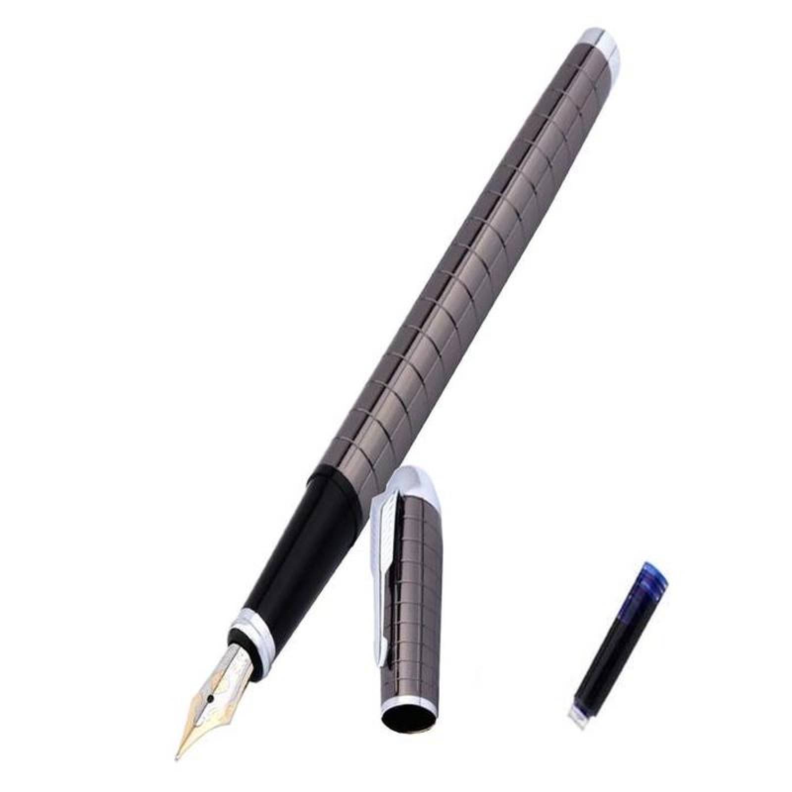 Plumas Fuente Profesional MXBYF-005-2 1pza 0,5mm Punta Gris 1 Tinta Azul Marino Acero Inoxidable Para Cartucho SmallCartri 3,4mm, SolidSilver