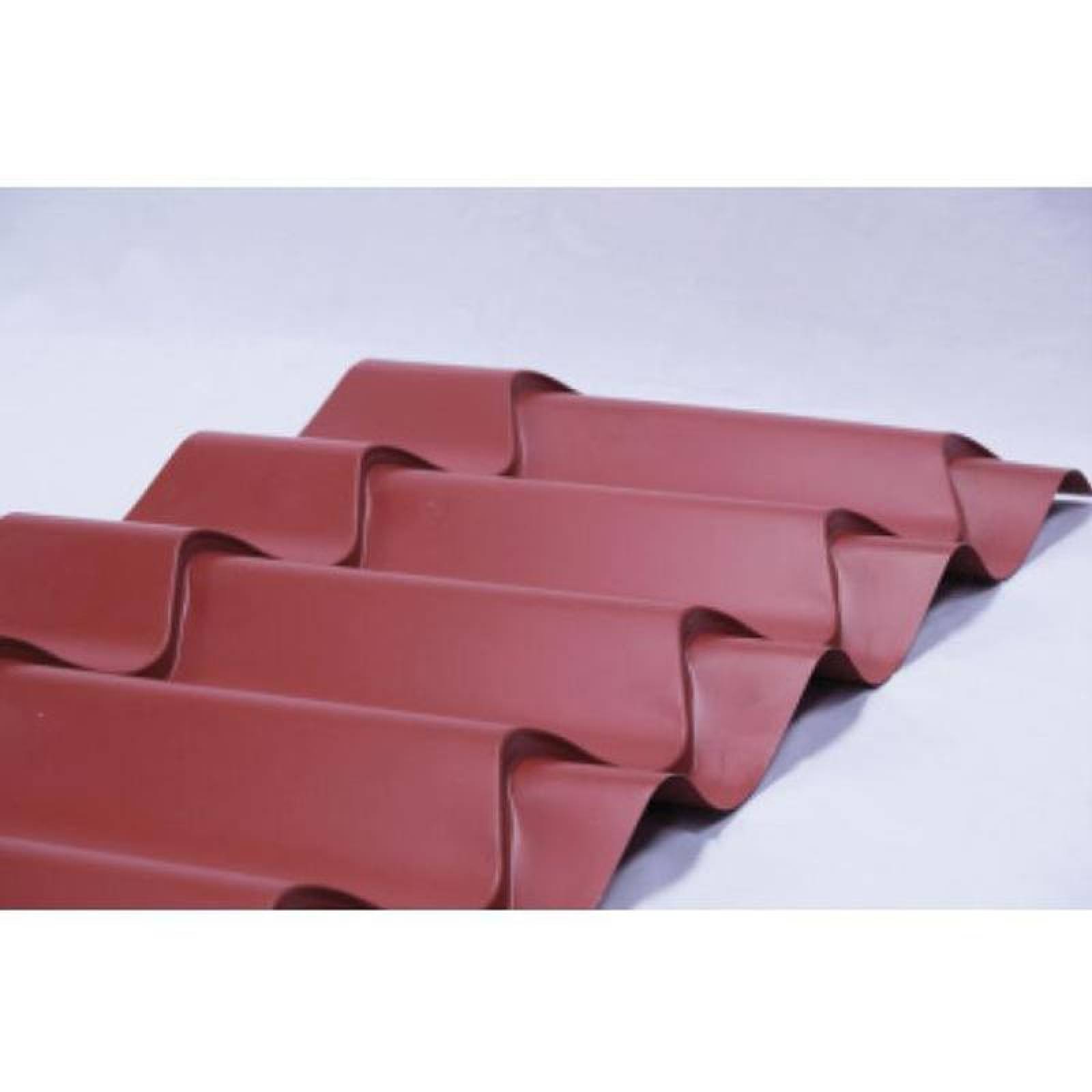 Láminas Para Exteriores Tipo Teja MXGTE-002-1 0,98x2,44m Calibre 26 Galvateja Material Acero Acabado Rojo Peralte 4,31 cm 5Pzs GalvaTejaPro