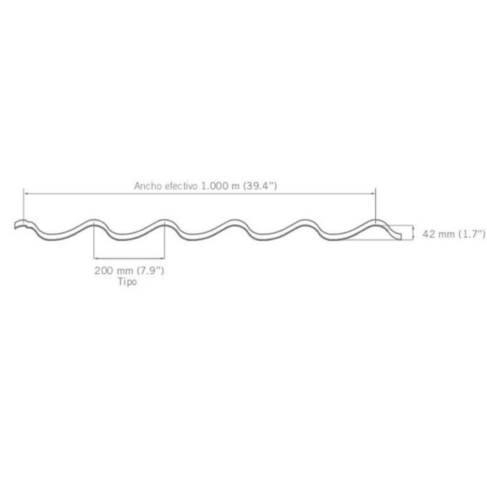 Galvateja Techado Metálico MXGTE-007-1 0,98x4,88m Calibre 26 Galvateja Material Acero Acabado Rojo Peralte 4,31 cm 1Pza GalvaTejaPro