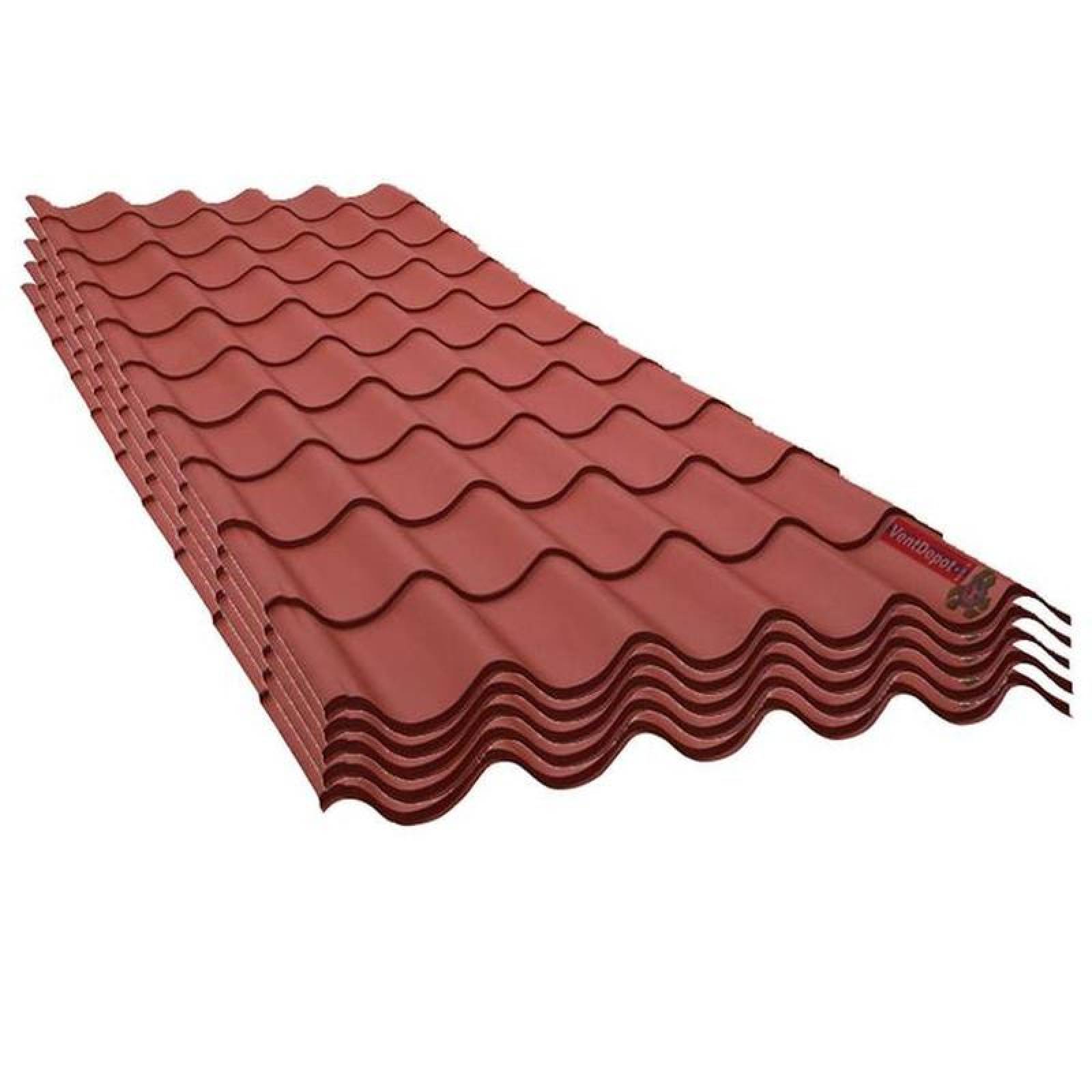 Laminados Galvanizados para Techo MXGTE-008-2 0,98x4,88m Calibre 26 Galvateja Material Acero Acabado Rojo Peralte 4,31 cm 5Pzs GalvaTejaPro