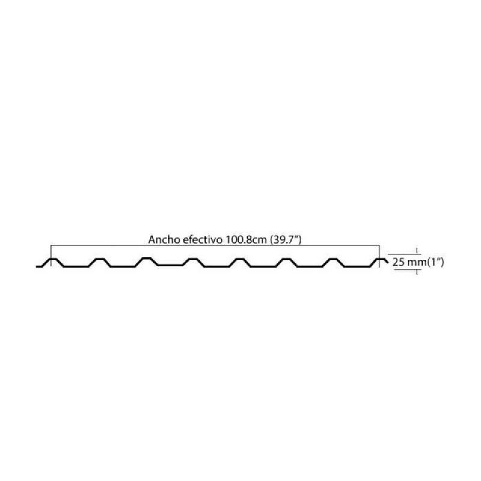 Lámina Perfil Acanalado R-101 MXGZR-022 1x2,44m Calibre 24 Perfil R-101 Material Galvanizado Color Gris Metálico Peralte 25mm 5Pzas R101- Galvanizado