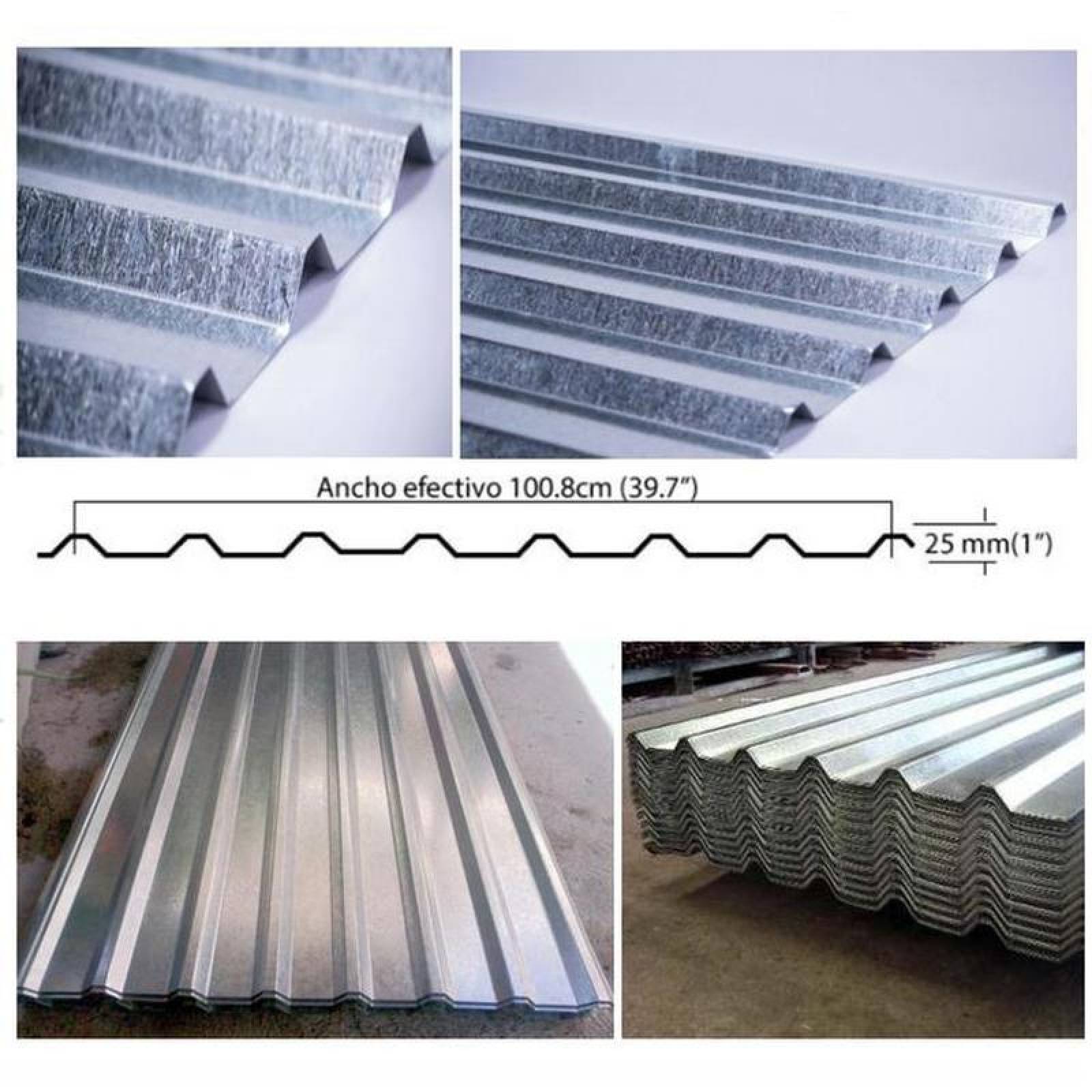 Lámina R-101 Galvanizada MXGZR-041 1x3,05m Calibre 26 Perfil R-101 Material Galvanizado Color Gris Metálico Peralte 25mm 1Pza R101- Galvanizado