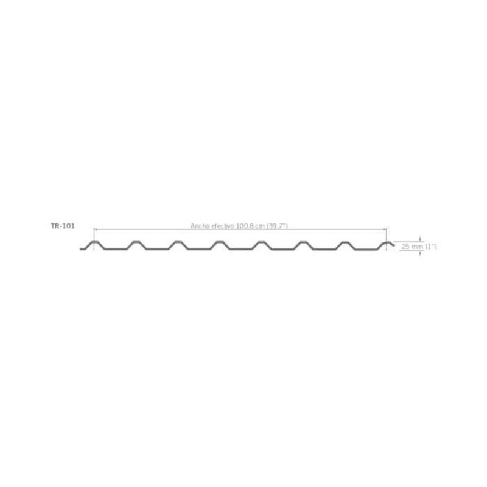 Pintro Lámina Acanalada Para Patio MXRPI-044 1,01x3,66m Calibre 26 Perfil R-101 Material Pintro 25 mm Peralte 5Pzas R-101 Pintro