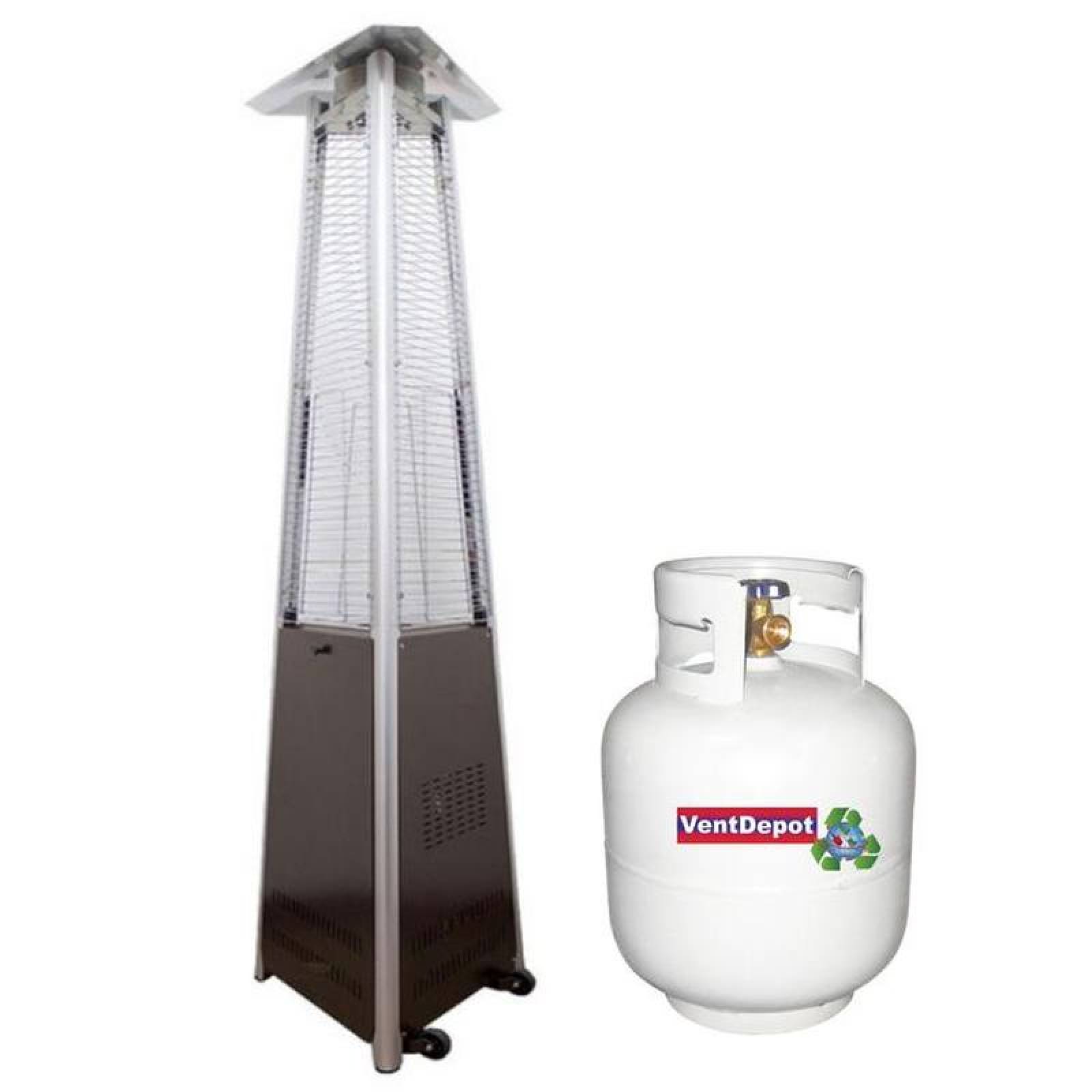 Calefaccion de Jardin Piramide MXHRH-002-4 42000BTUs ctanque Gas LP Alcance 6 a 8m Piezoeléctrico Acero Inoxidable Café, PyramHeater