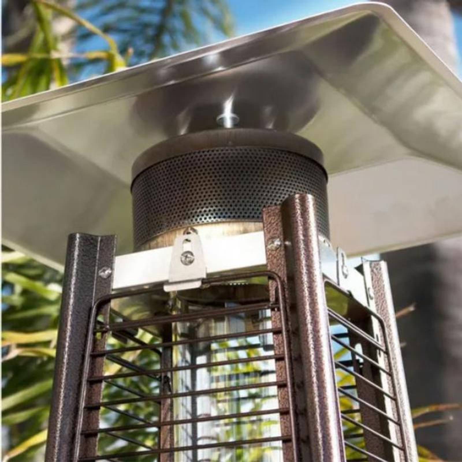 Calefactor para Exterior MXHRH-002-8 42000BTUs ctanque Gas LP Alcance 6 a 8m Piezoeléctrico Acero Inoxidable Café, PyramHeater