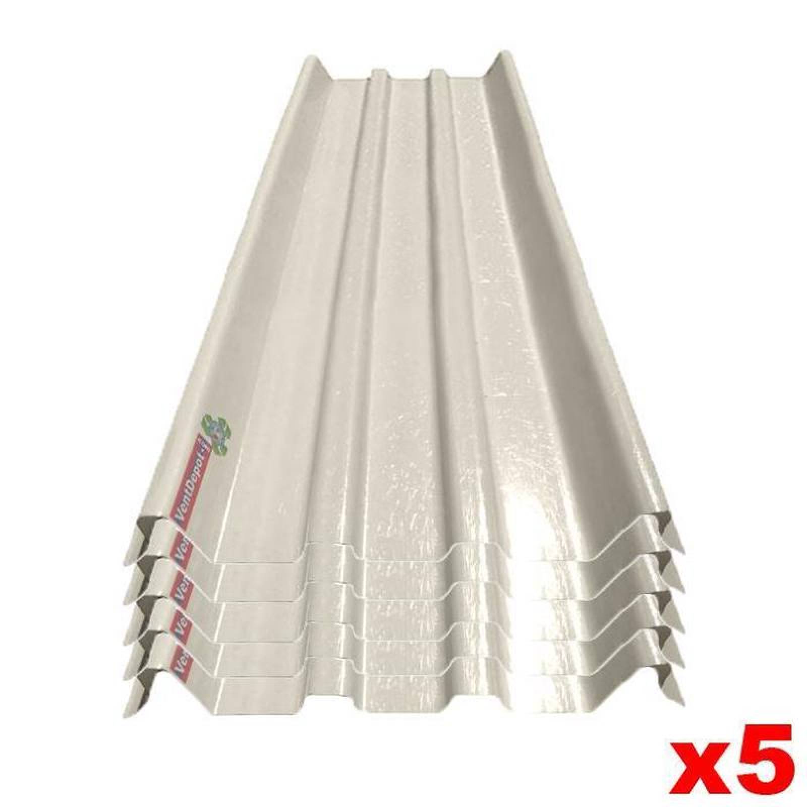 Laminas para Techos Traslucidas MXLKR-018 0,457x3,05m Espesor 1,2mm Perfil KR-18 Material Acrilico Acabado Blanco Peralte 6,5 cm 5Pzs ProLight-KR-18-SSR2