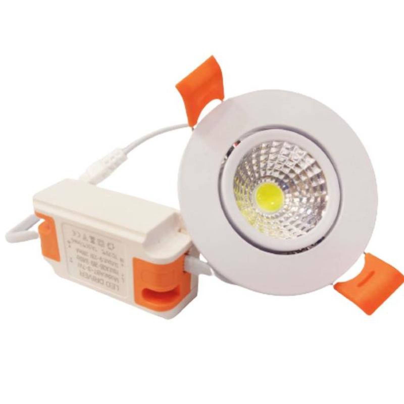 Plafón LED Empotrable MXLET-008-1 3 pzas 110lm 6500K 7W Blanco Frío Apertura 60 42 IP Aluminio Blanco, LedLight