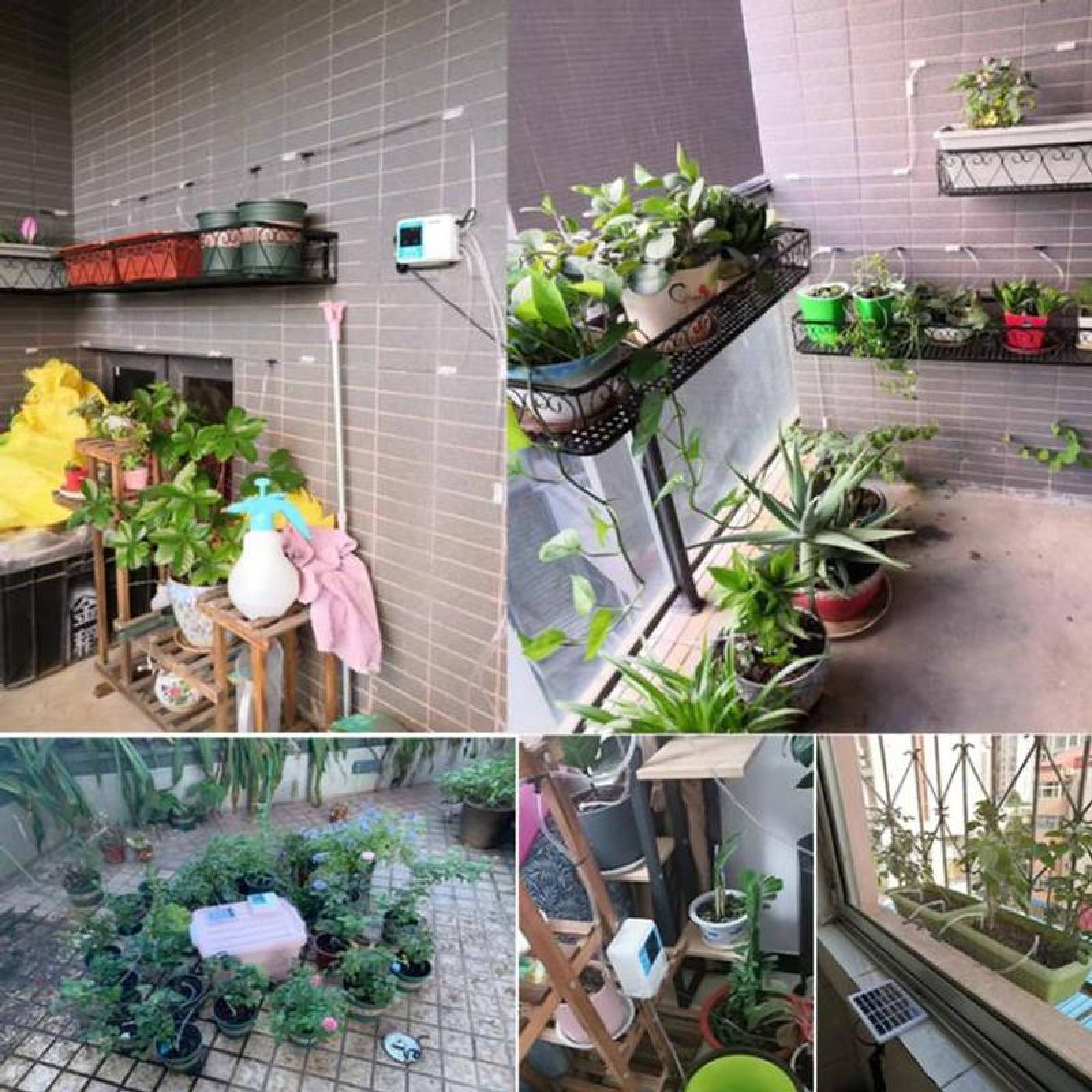 Dispositivo con Temporizador MXWEN-003-9 Bomba Doble 2 Filtros Manguera 20m Flecha de Goteo 30 pzas Conector en T 30 pzas 120ma 5V 3W Carga USB Batería de Litio No incluidas, WaterTron