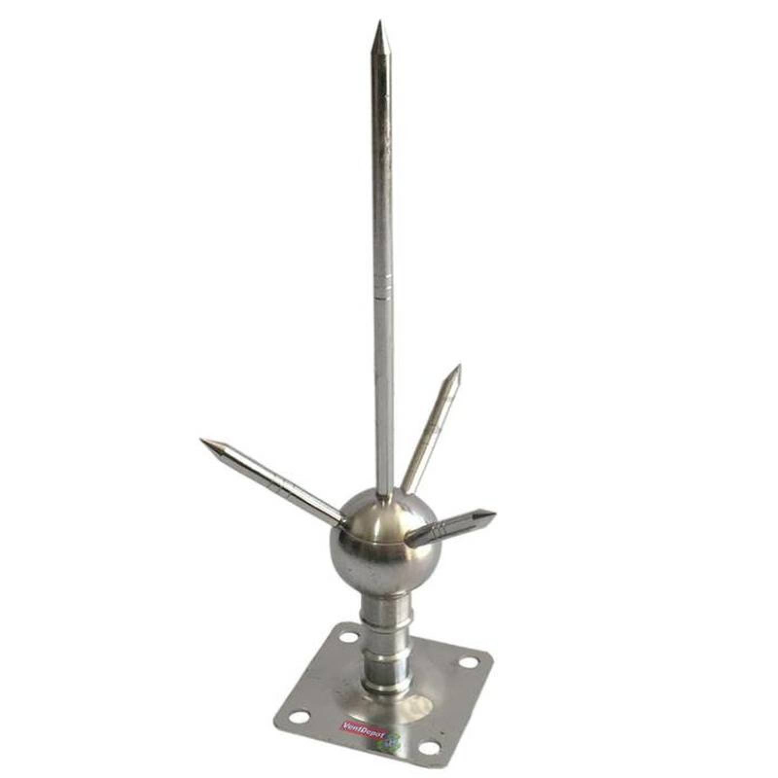 Pararrayos Dispositivo MXHNG-001-6 Altura 100cm Diámetro de Punta 0,95cm 3 Polos Latón, ThingRod