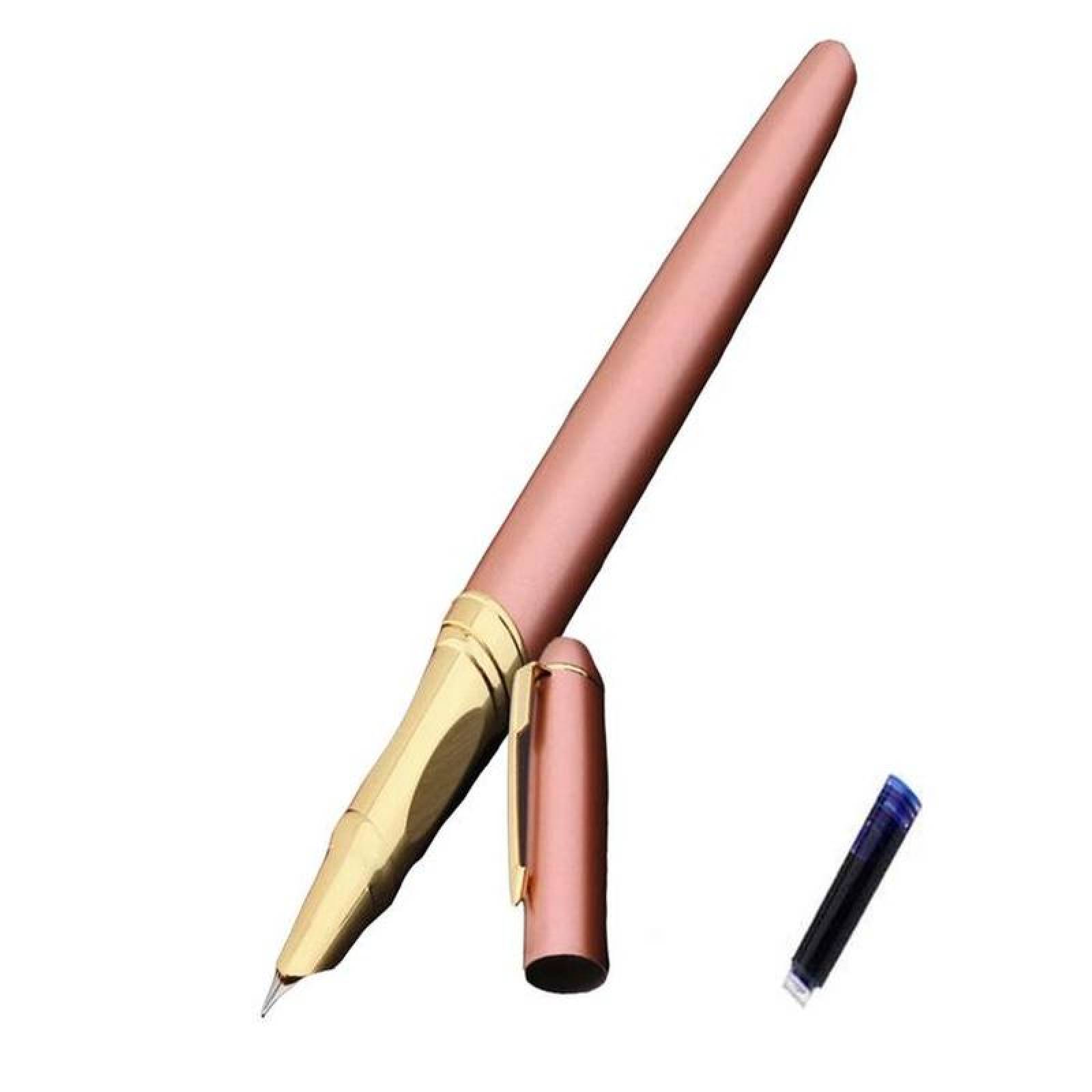 Plumas Tipo Fuente para Mujer MXCCK-005-1 1pza 0,5mm Punta OroDorado 1 Tinta Azul Marino Acero Inoxidable Para Cartucho SmallCartri 3,4mm, CoralPink