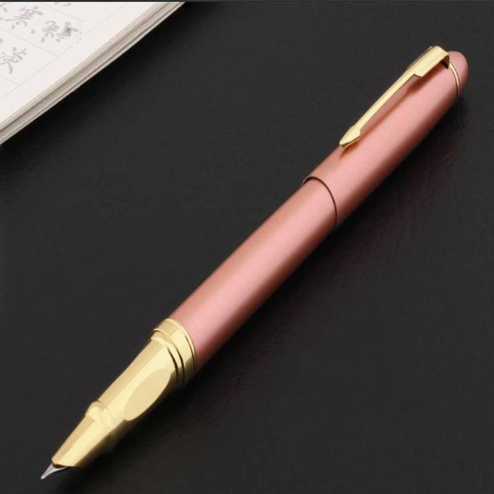 Plumas Tipo Fuente para Mujer MXCCK-005-1 1pza 0,5mm Punta OroDorado 1 Tinta Azul Marino Acero Inoxidable Para Cartucho SmallCartri 3,4mm, CoralPink
