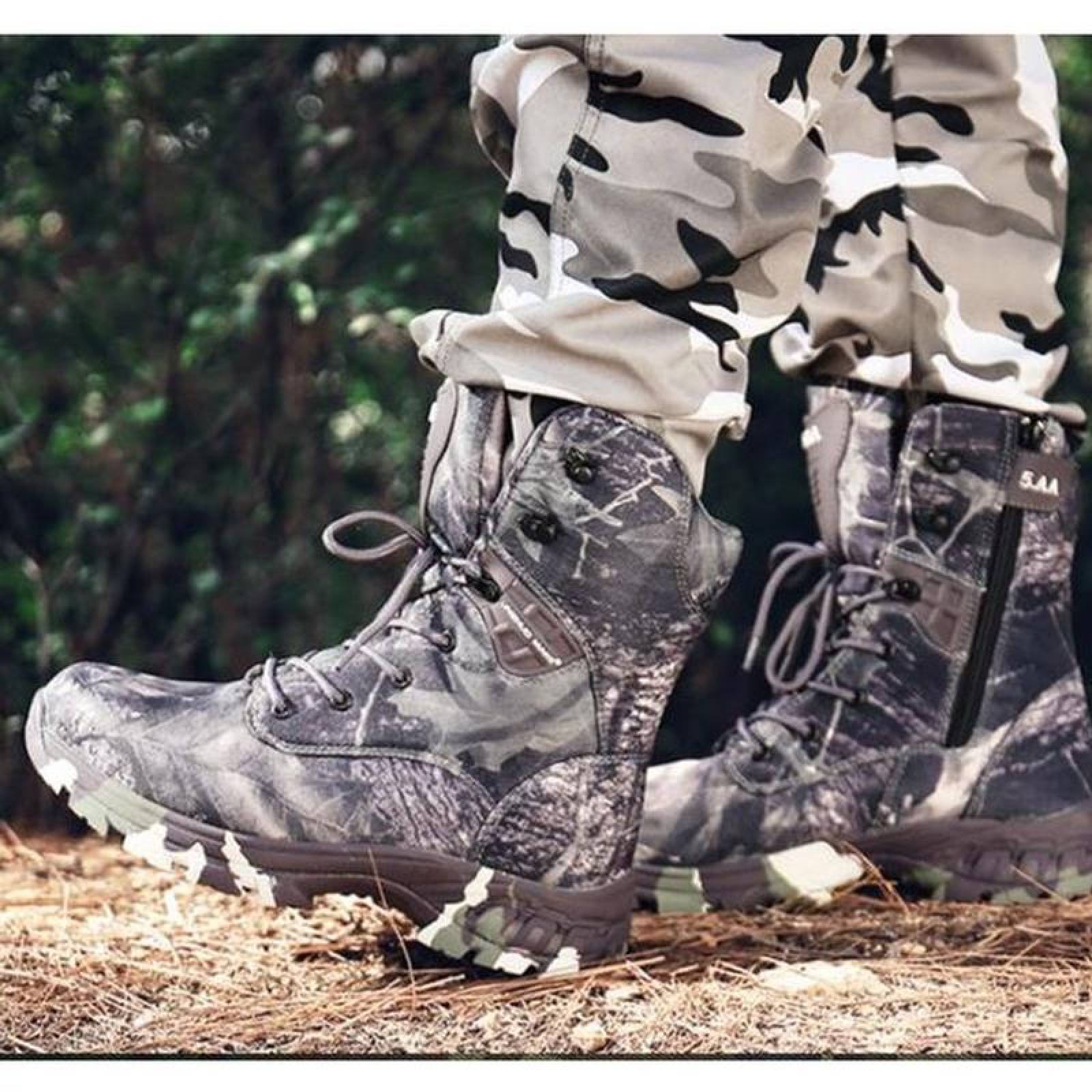 Botas Militares Tácticas MXOCA-017 Talla 28cm MX GrisNegro Plantilla EVA Suela RUBBER Agujetas Ultra Ligero Transpirable, CamoH2O