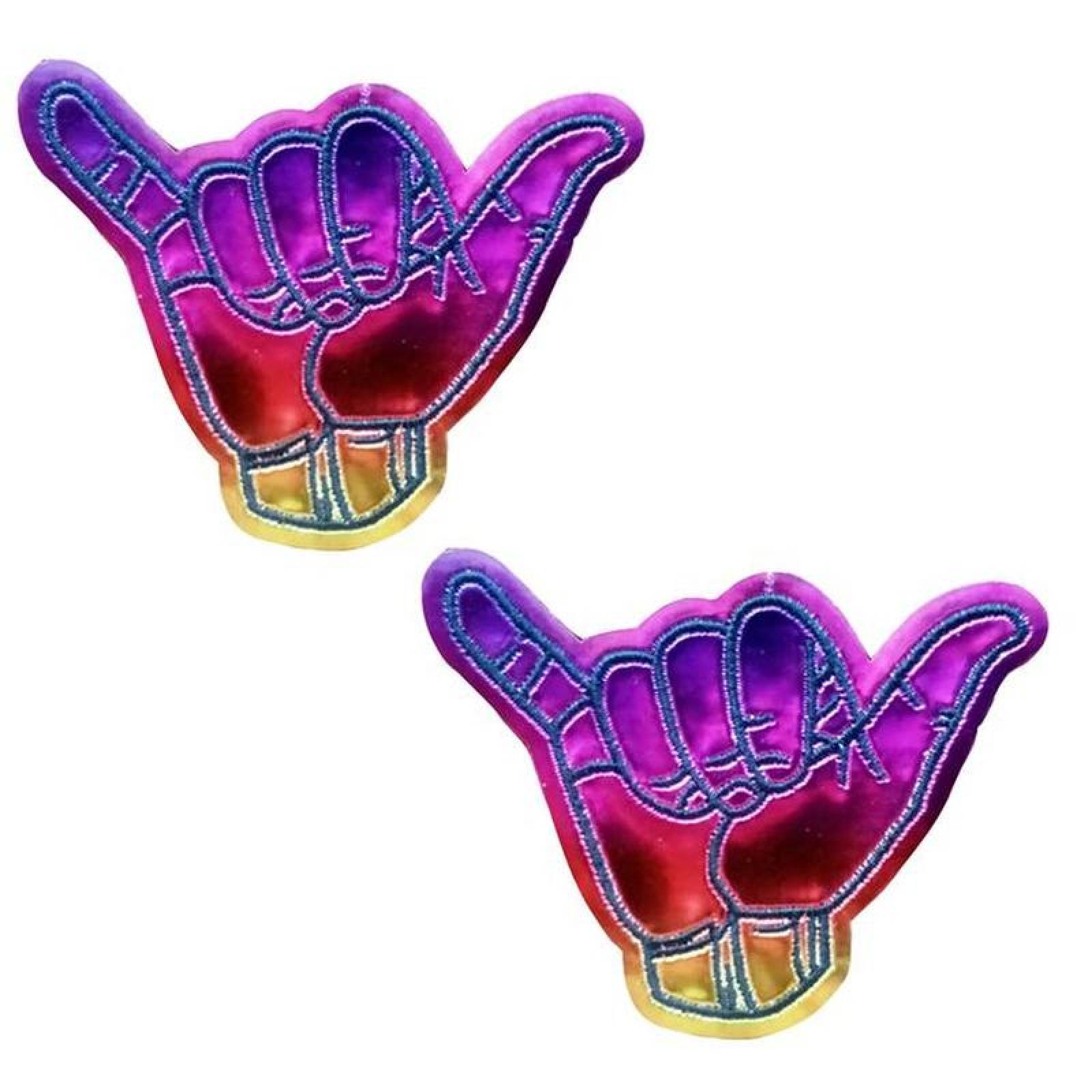 Parches Bordados para Gorras MXAHN-002-4 2 Parches Mano Arcoíris 8x7cm Bordado Adhesivo para Planchar, Hands01