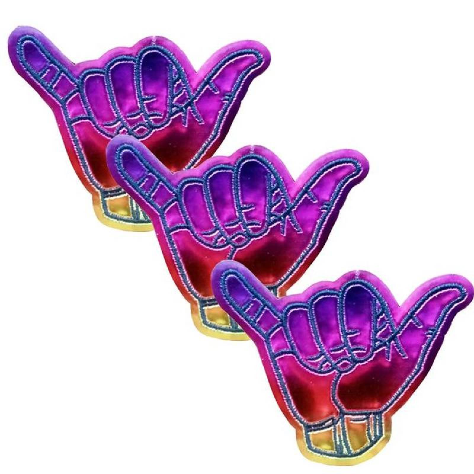 Tela Bordada Parche para Chamarras MXAHN-003-2 3 Parches Mano Arcoíris 8x7cm Bordado Adhesivo para Planchar, Hands01