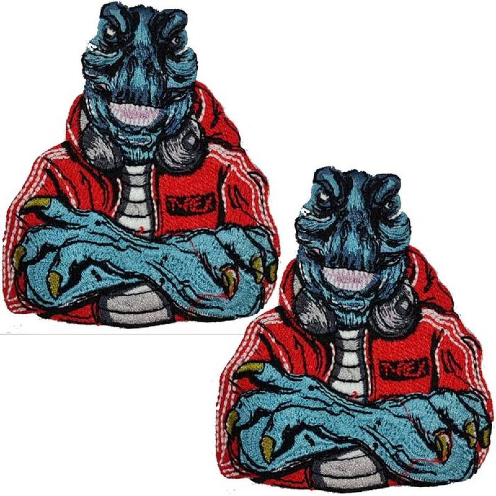 Parches de Tela Bordada de Calidad MXDNU-002-5 2 Parches Reptil Prehistórico 7x8cm AzulRojo Bordado Adhesivo para Planchar, Dinosaur03