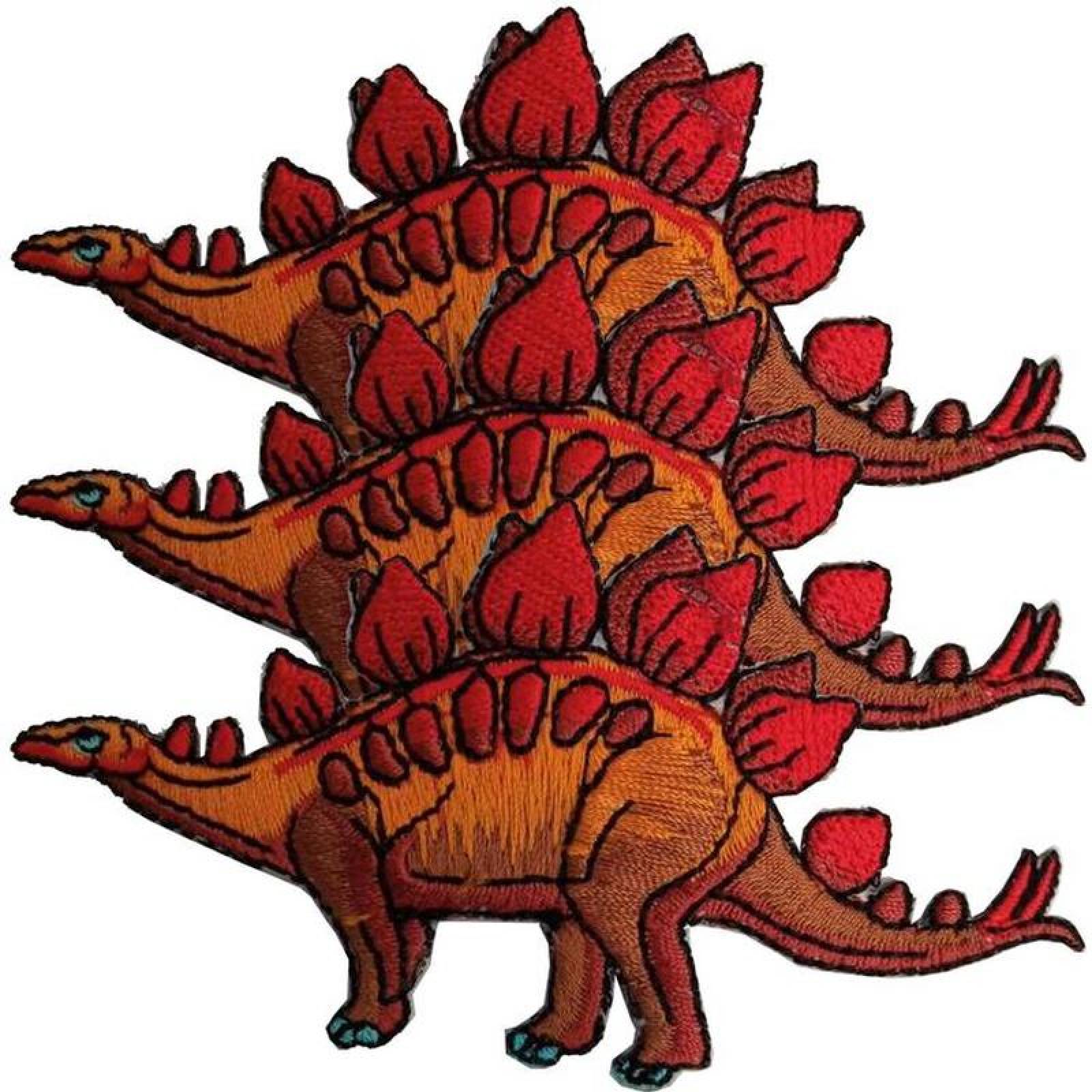 Parches para Suéter MXDOA-003-1 3 Parches Stegosaurus 10x9cm CaféNaranja Bordado Adhesivo para Planchar, Dinosaur10