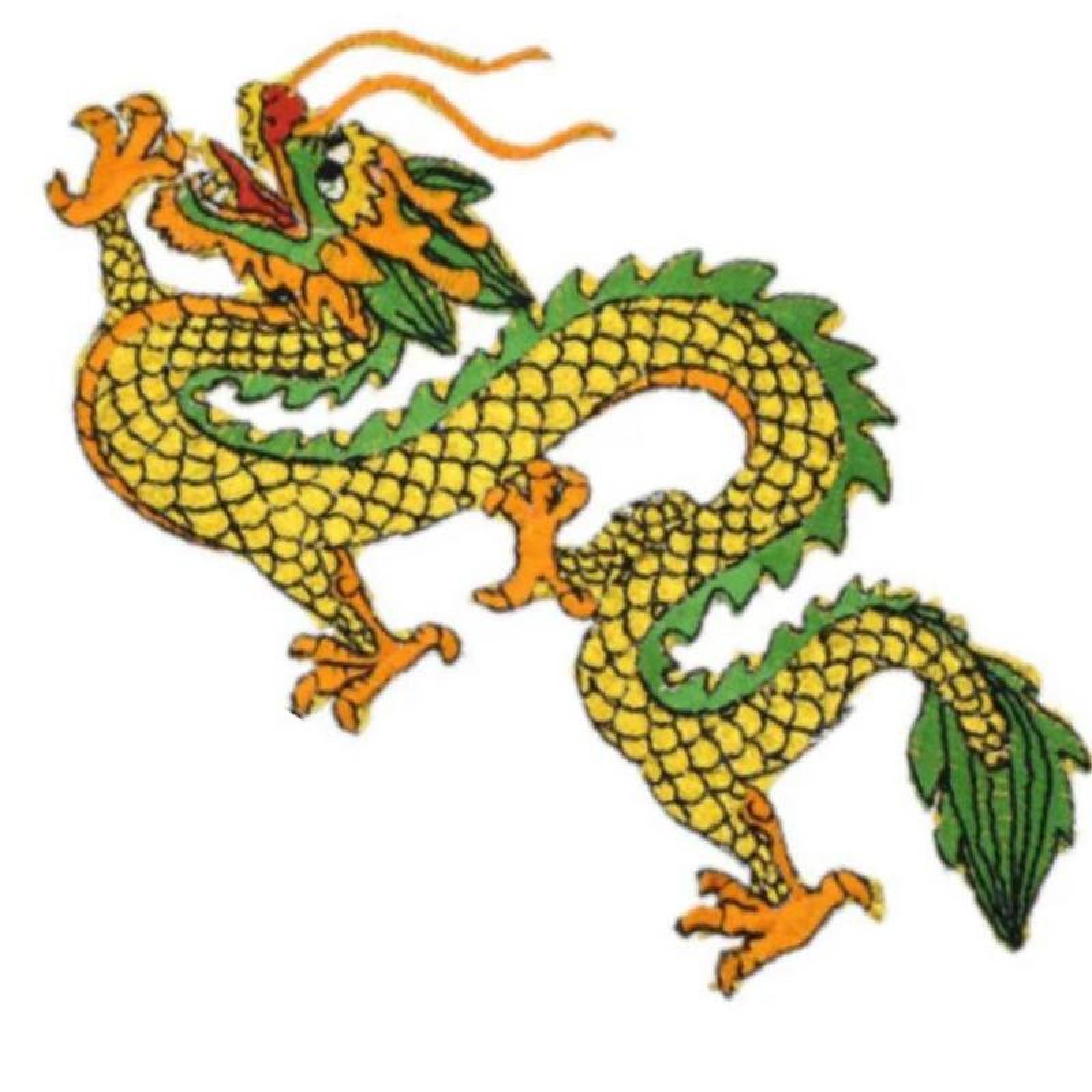 Bordado Dragon Chino MXDON-002-2 2 Parches Dragón Chino 22x33cm AmarilloVerde Bordado Adhesivo para Planchar, Dragón03