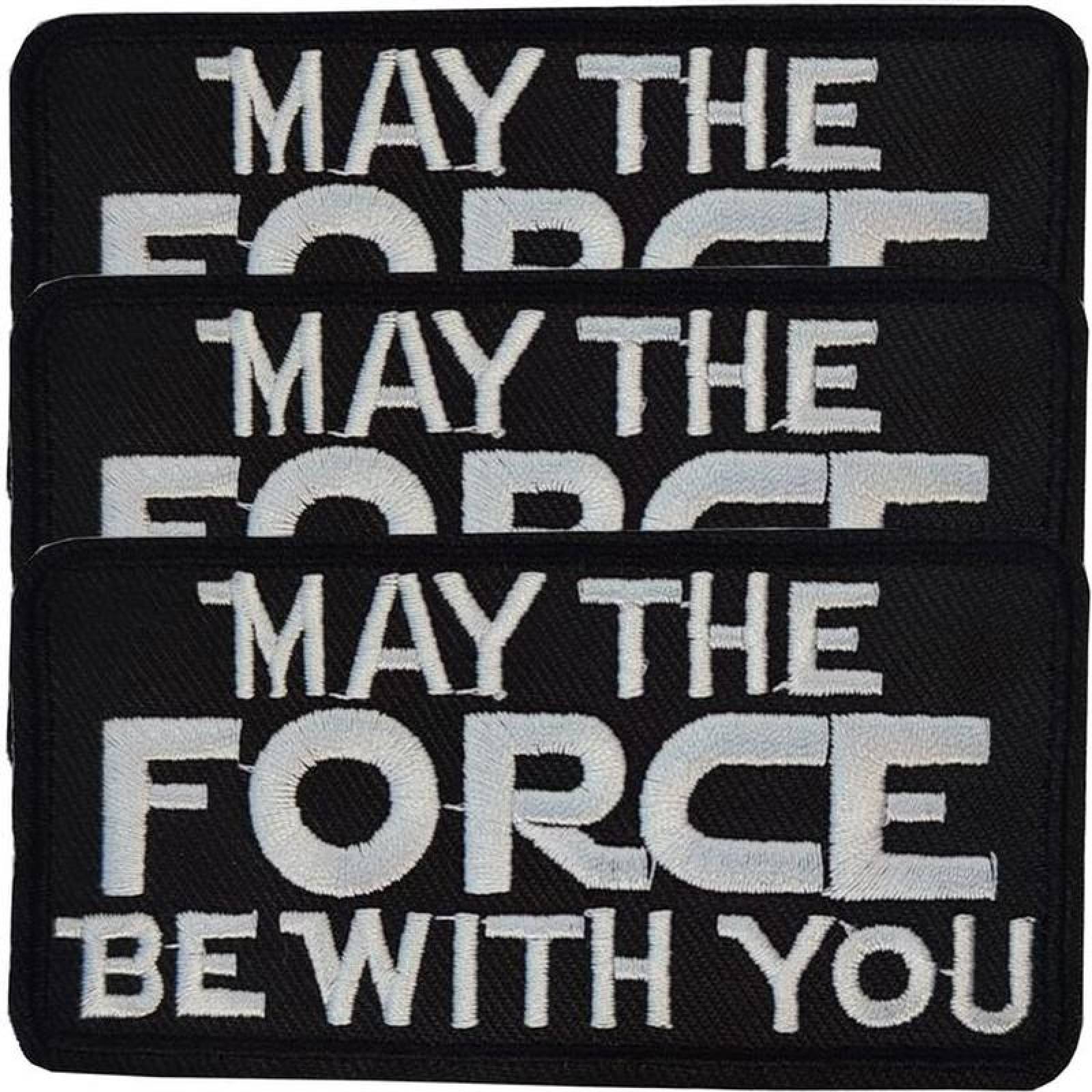 Venta de Parches Frases Duraderos MXFOC-003-6 3 Parches May the force be with you 10x5cm NegroBlanco Frases Bordado Adhesivo para Planchar, TacticWords06