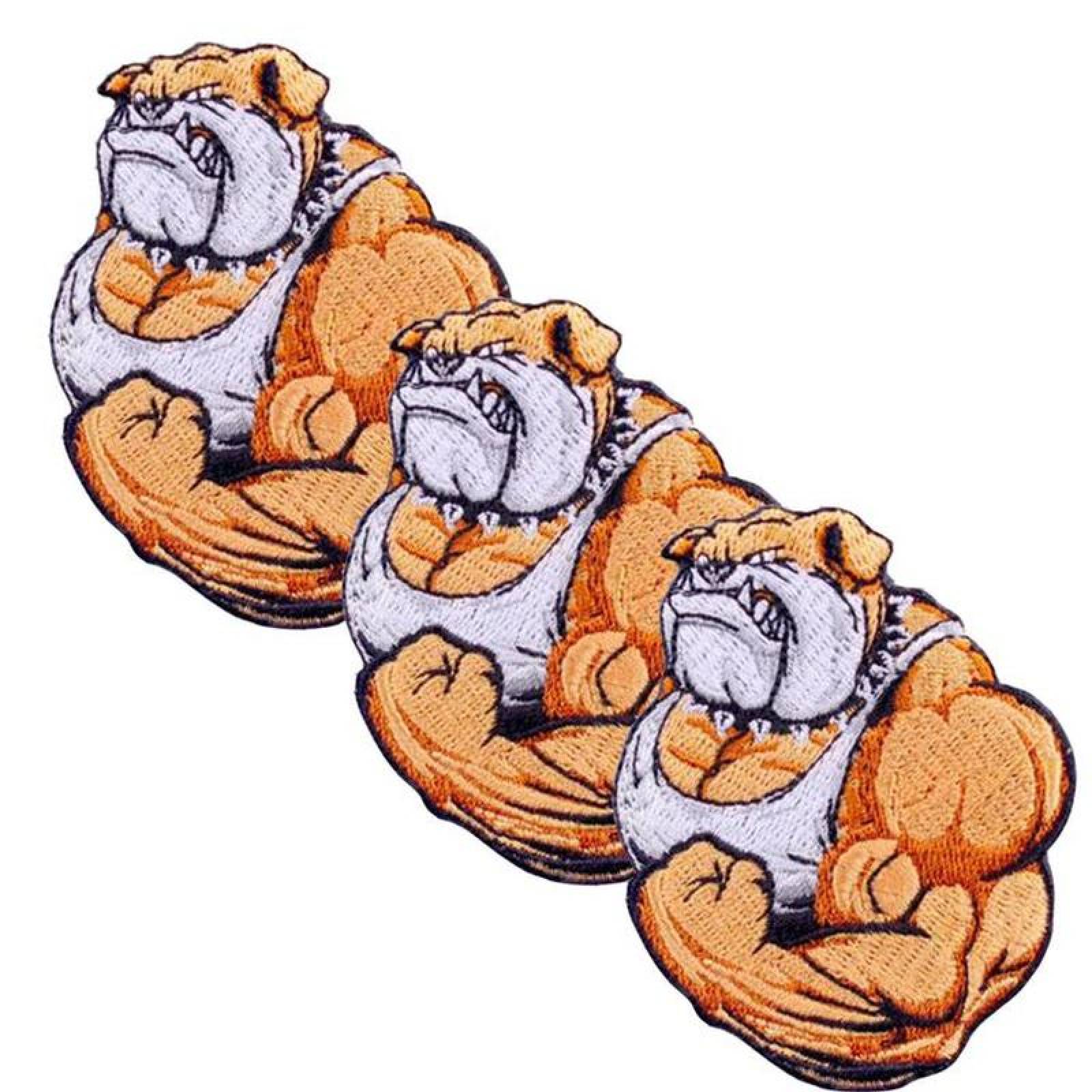 Tela Bordada Parche para Mochilas MXGDO-003-3 3 Parches Dog 6,1x6,9cm AmarilloBlanco Bordado Adhesivo para Planchar, Dog02