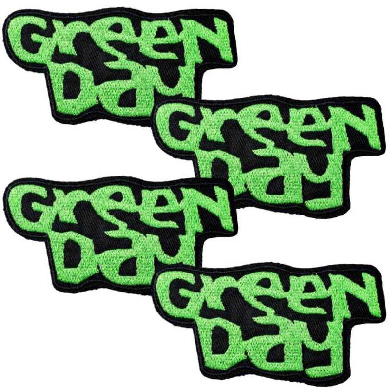 Parche de Tela Bordada GreenDay MXGED-004-4 4 Parches Music10 10x5cm NegroVerde Bordado Adhesivo para Planchar, Music10
